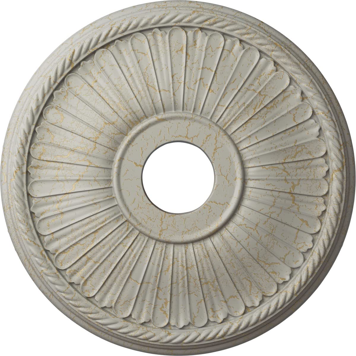 Ekena Millwork CM20BE1PCC 20-Inch Hand-Painted Ceiling Medallion - Pot of Cream Crackle Finish, 20 1/8