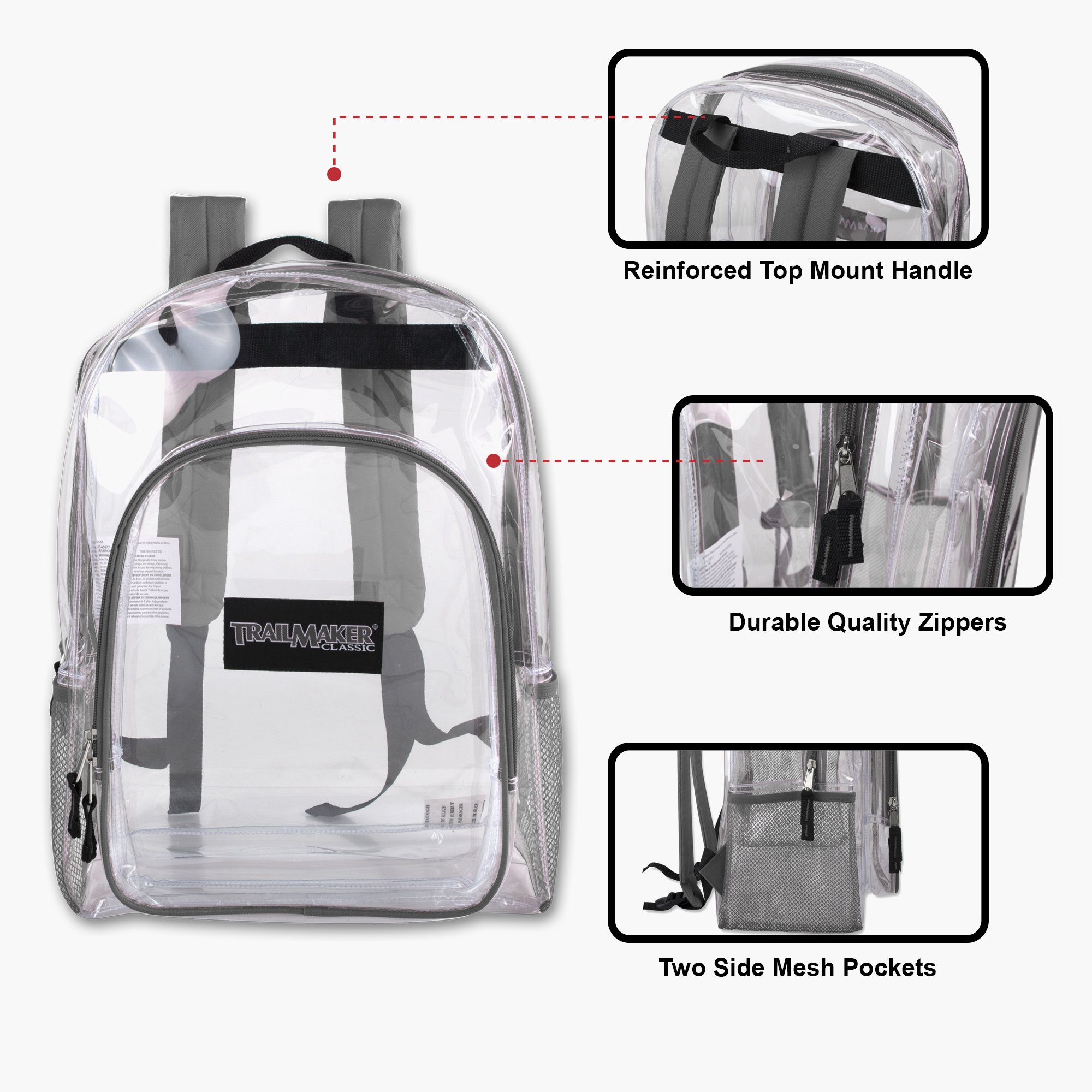 Heavy Duty Clear See Through Backpack - Transparent Stadium Approved Backpack for School, Work, Travel & Events | Waterproof & Durable for Women & Men | Perfect for Concerts, Airports & Security Checkpoints