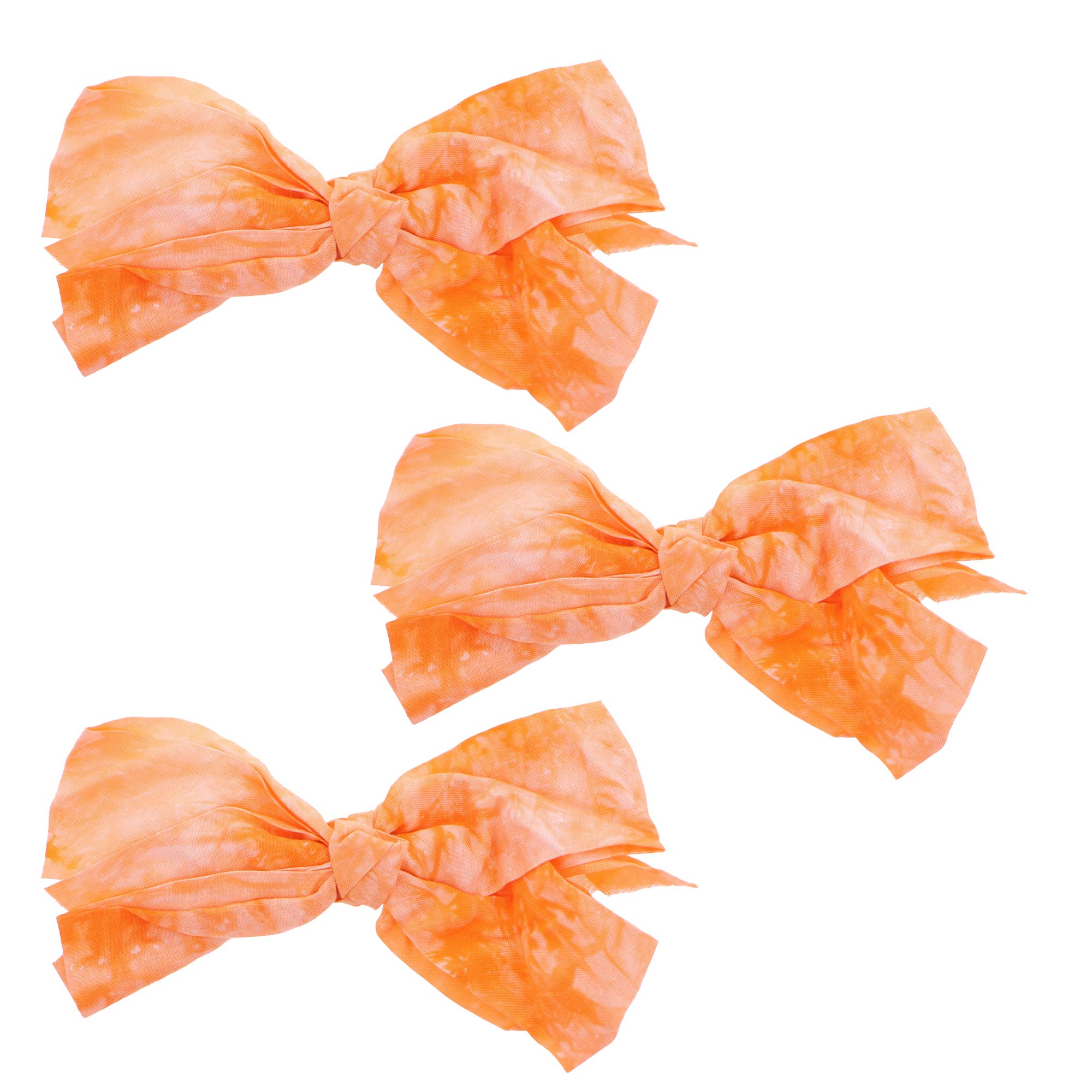 Vibrant Orange Tie Dye Bow Clips for Girls - Set of 3 Hair Accessories, 6 Inch Wide, Perfect for Parties, School, and Everyday Style