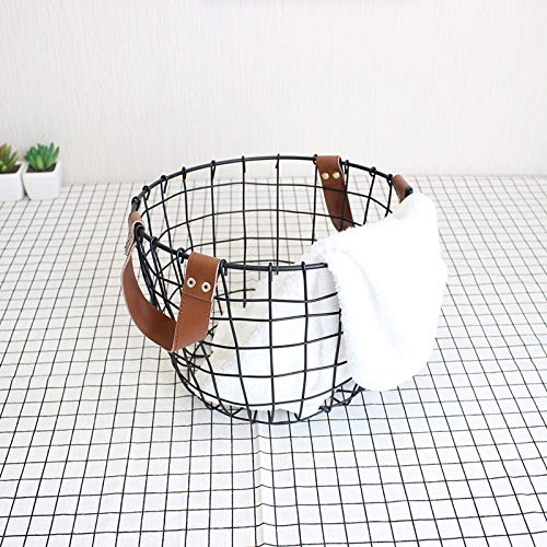 Handwoven Macrame Wall Hanging Storage Basket - Boho Chic Wrought Iron Wire Organizer for Laundry, Groceries & Home Decor | Small Size | Perfect for Bedroom, Bathroom & Boho Style Living Spaces