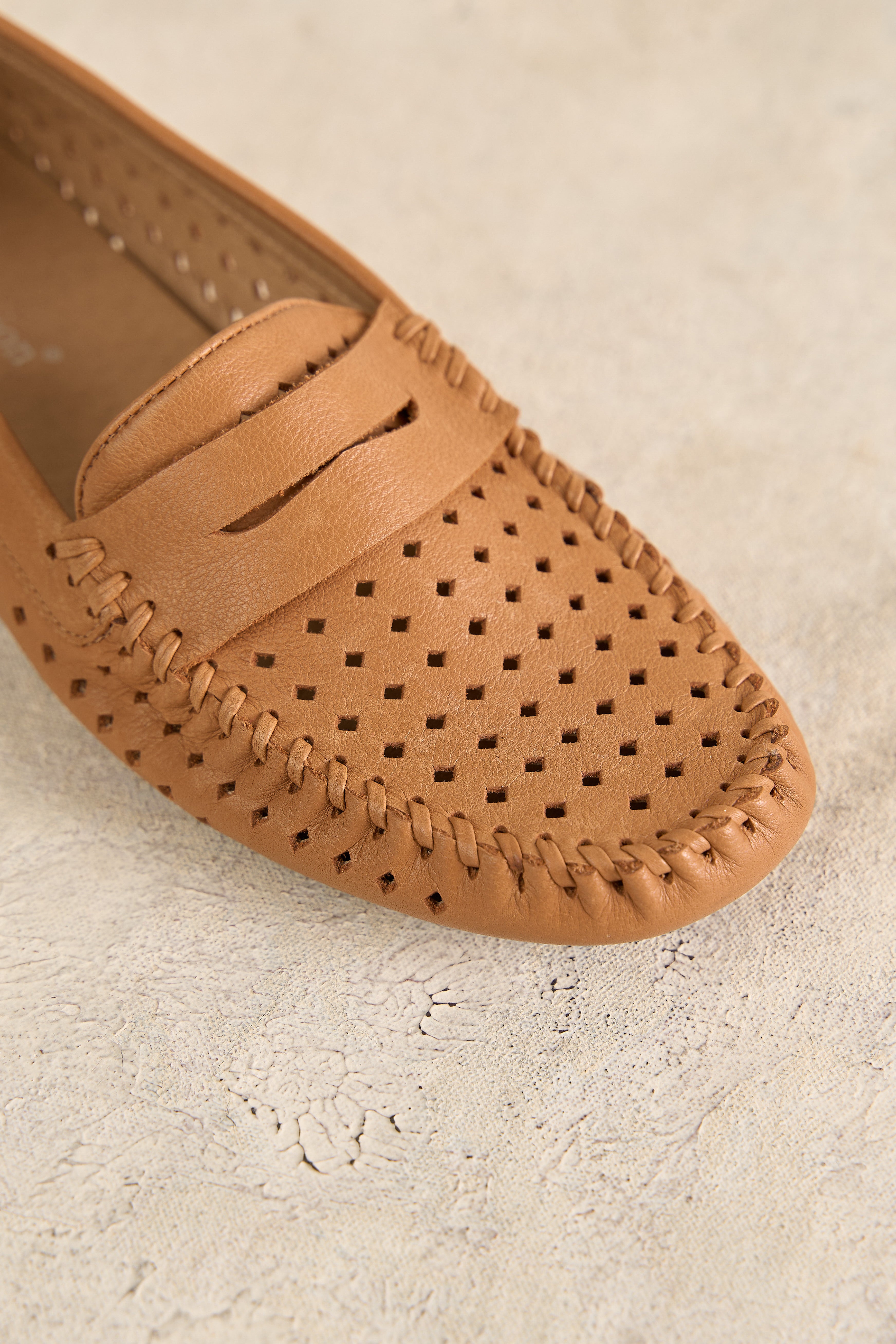 Premium Perforated Leather Loafers for Men - Comfortable Tan Casual Shoes for Business & Leisure Wear