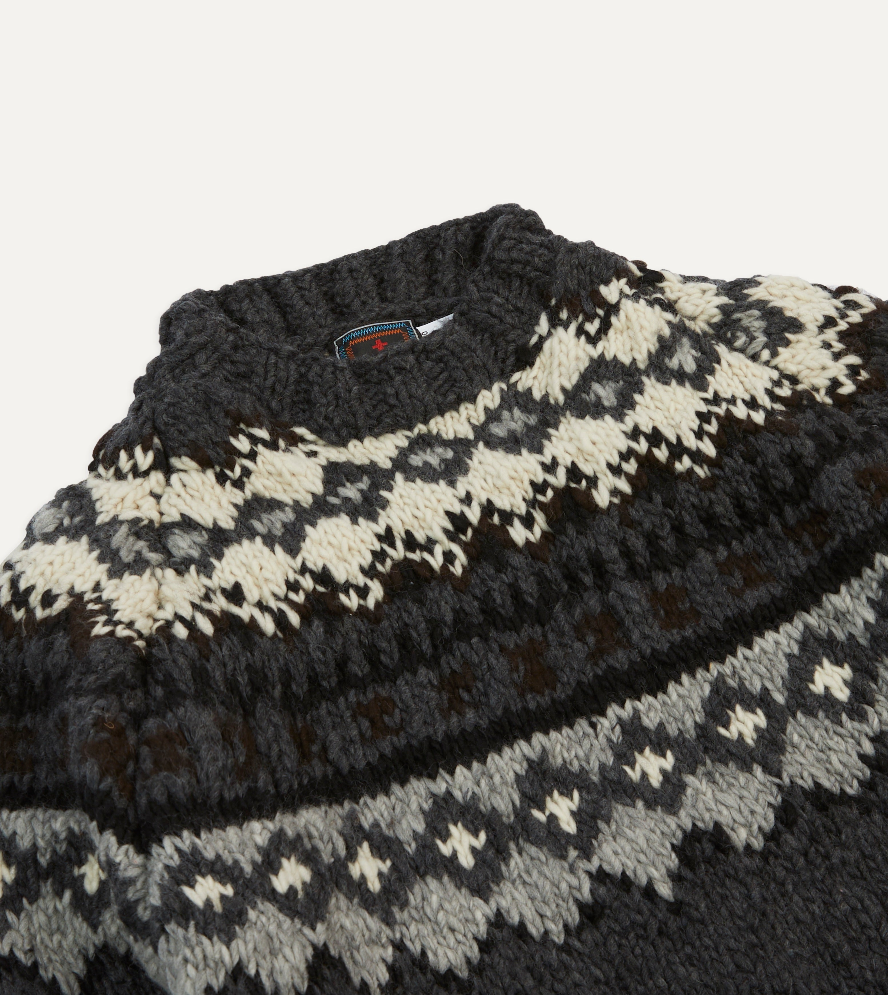 Chamula Grey Fair Isle Merino Wool Sweater for Women - Cozy Winter Knit Pullover for Casual & Outdoor Wear