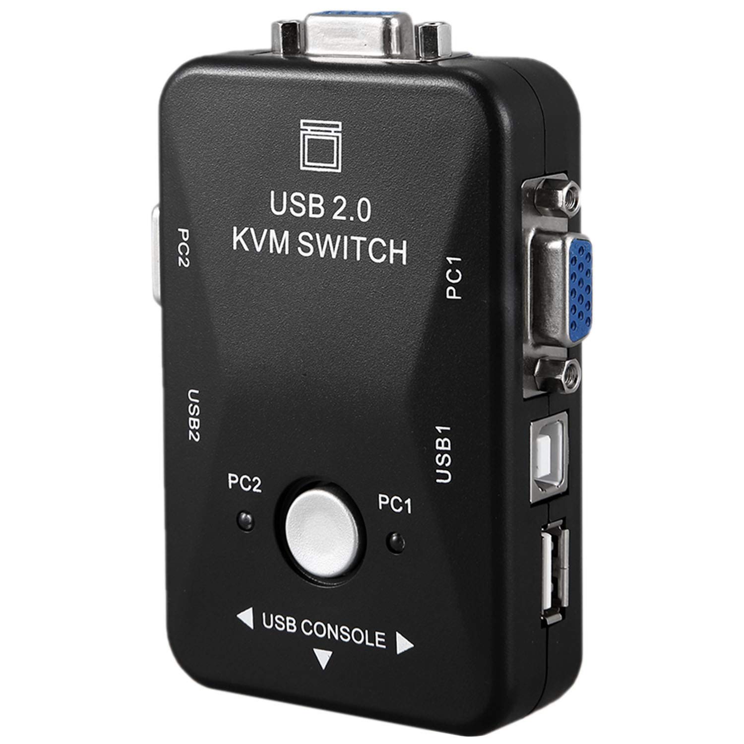 2-Port USB KVM Switch with VGA/SVGA Support (1920x1440) - Share Monitor & Keyboard Between 2 Computers | Ideal for Home Office, Gaming Setup & Multi-PC Workspaces
