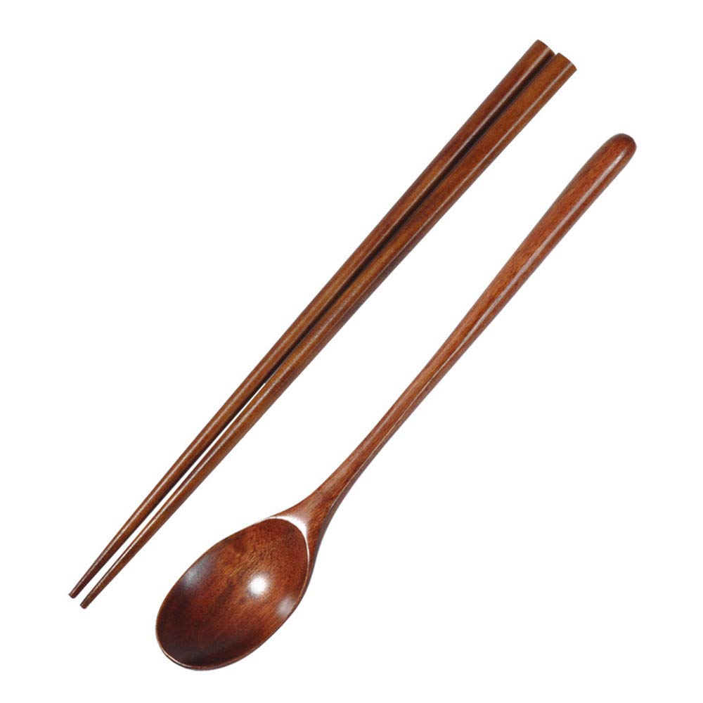 Premium Bamboo Wooden Spoon and Fork Set - Eco-Friendly Kitchen Utensils for Cooking, Serving & Dining (Brown) - Perfect for Soup, Tea, Salad & Everyday Tableware