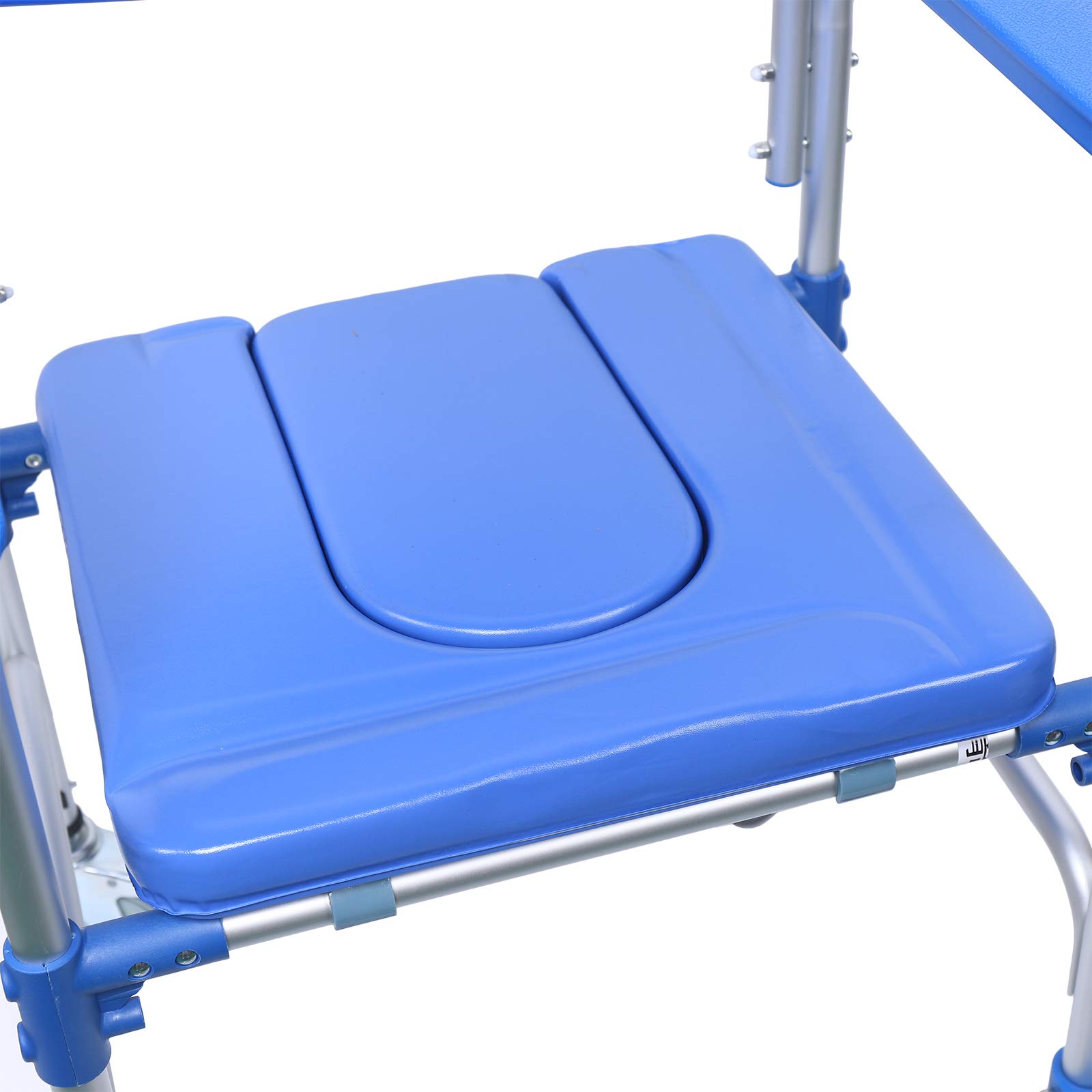Portable Aluminum Shower Commode Chair with Wheels - Slip-Resistant Toilet Seat for Elderly & Handicapped - Adjustable Height Medical Commode for Home & Hospital Use - Ideal for Bathroom Safety & Mobility Assistance