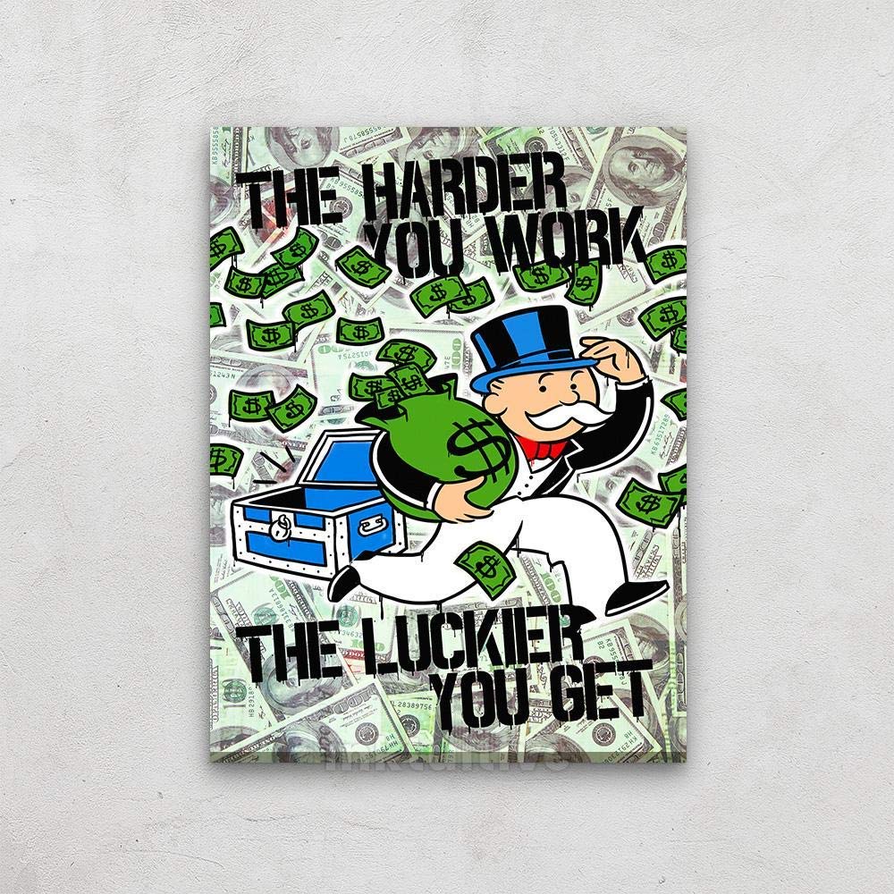 Inktuitive 'Game Changer' Motivational Wall Art - Monopoly Pennybags Inspirational Quotes Canvas Print (16x12 Inch) - Perfect for Office, Home & Study Room Decor