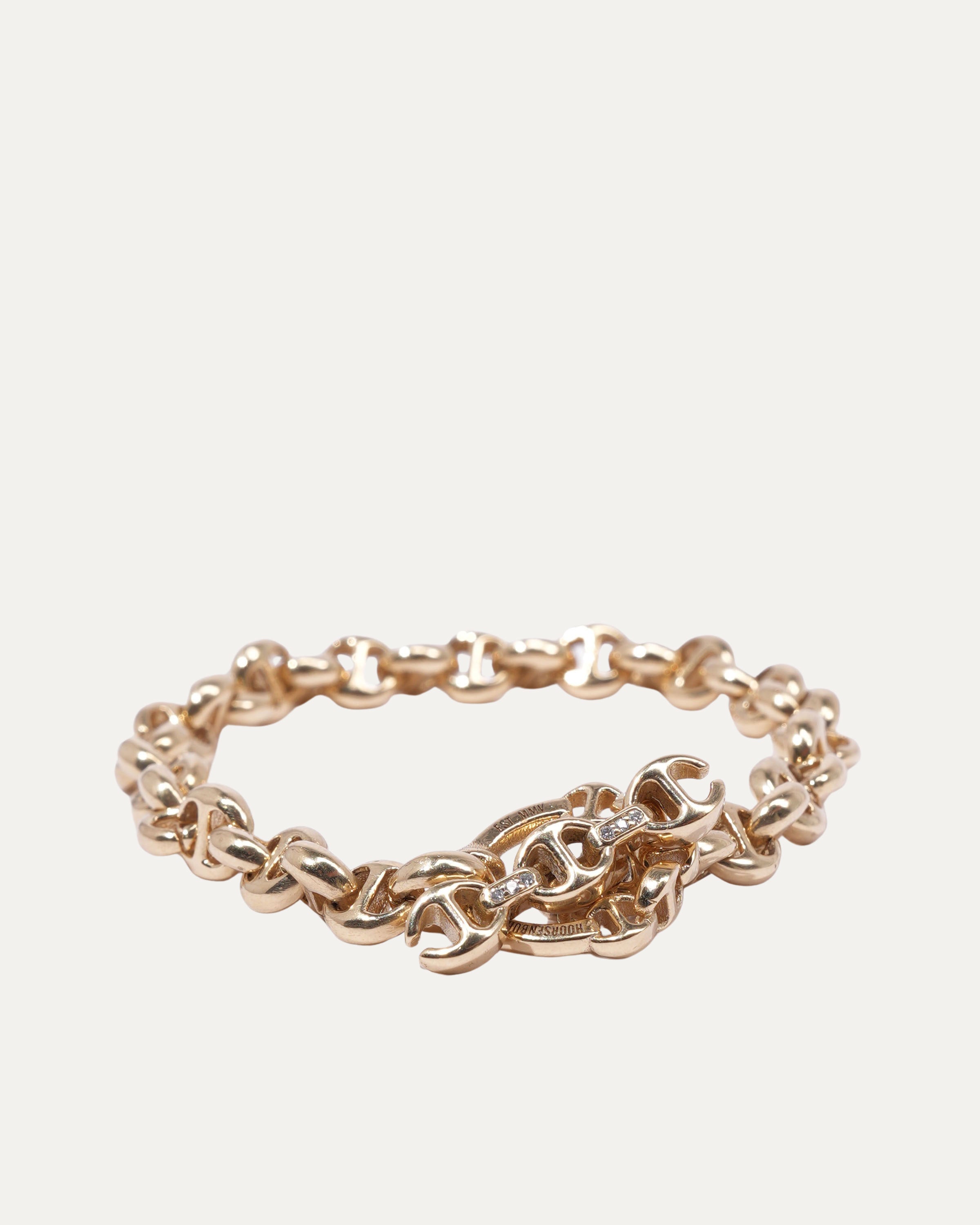 18K Yellow Gold 5MM Open Link Bracelet with Diamond Toggle Closure - Elegant Jewelry for Women, Perfect for Parties, Weddings & Special Occasions