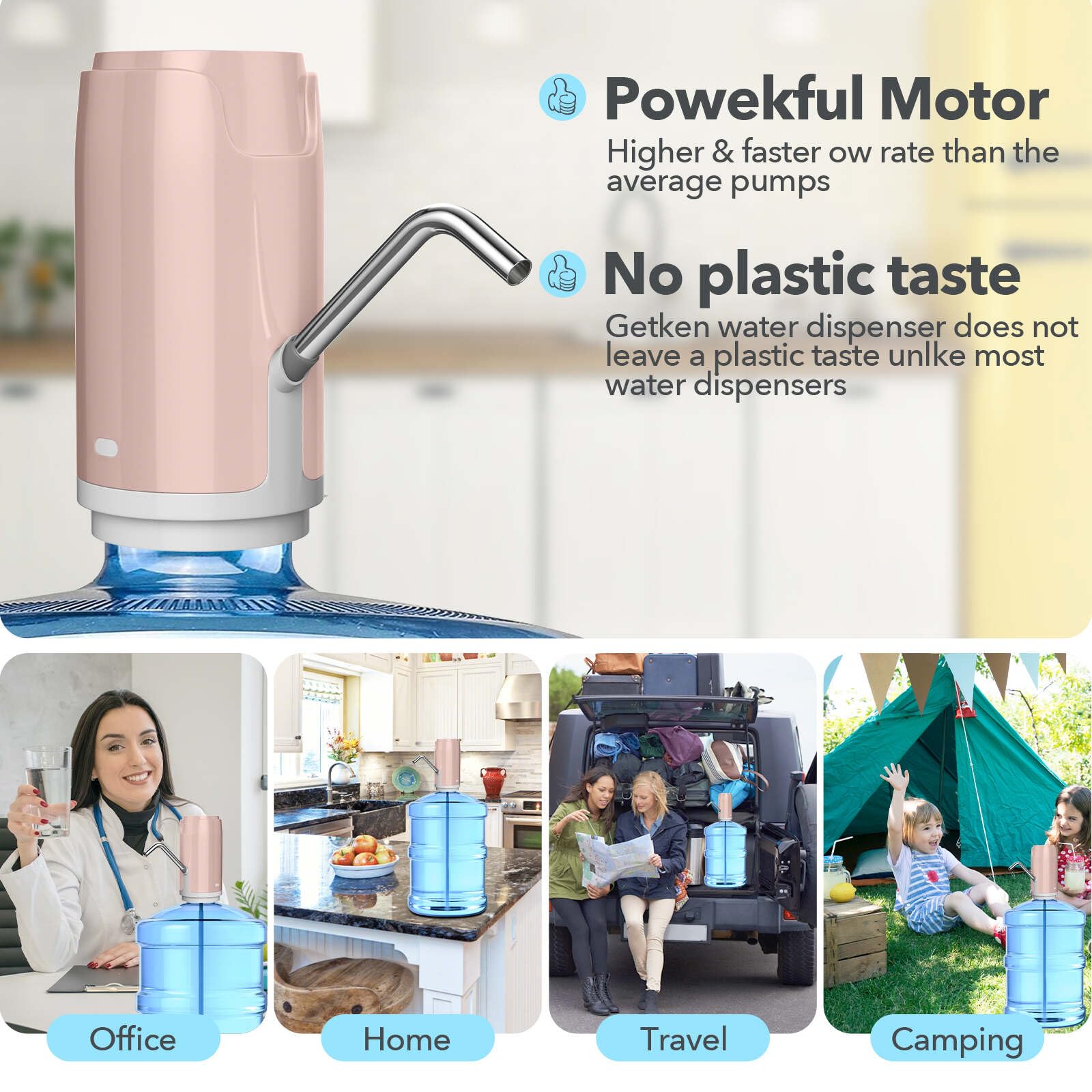 **5 Gallon Water Dispenser with USB Charging - Automatic Drinking Water Pump for Home, Office, Camping & Travel - Portable Water Bottle Pump for Kitchen & Outdoor Use**