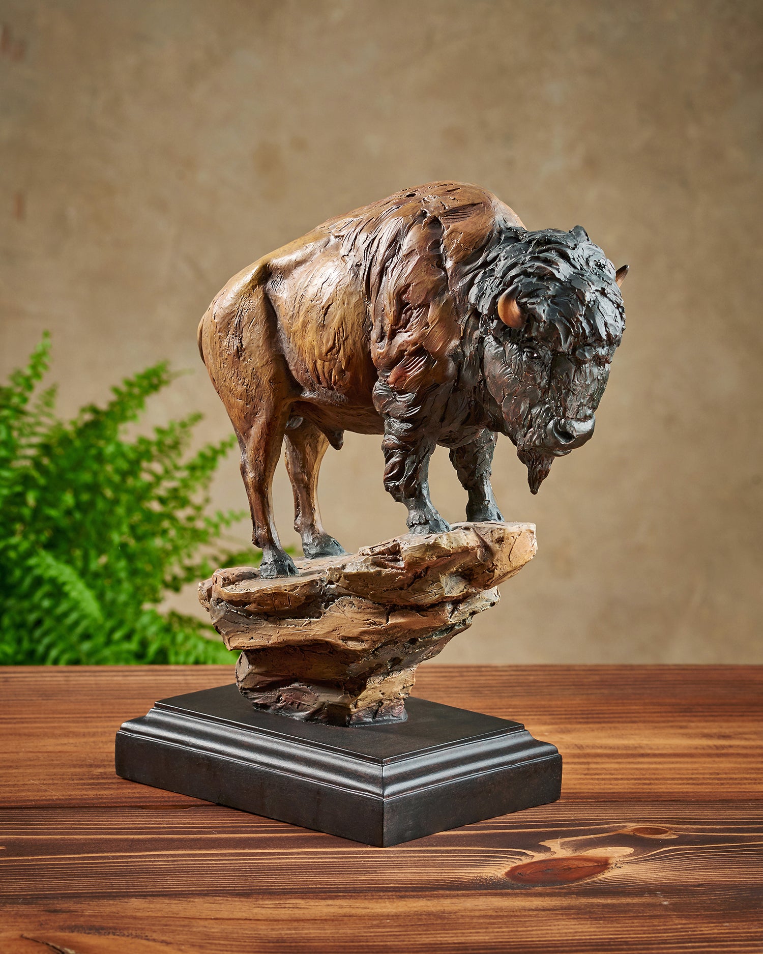 El Patron Bison Sculpture - Handcrafted Bison Statue for Home & Office Decor - Perfect for Western Theme, Ranch, or Cabin Decorating
