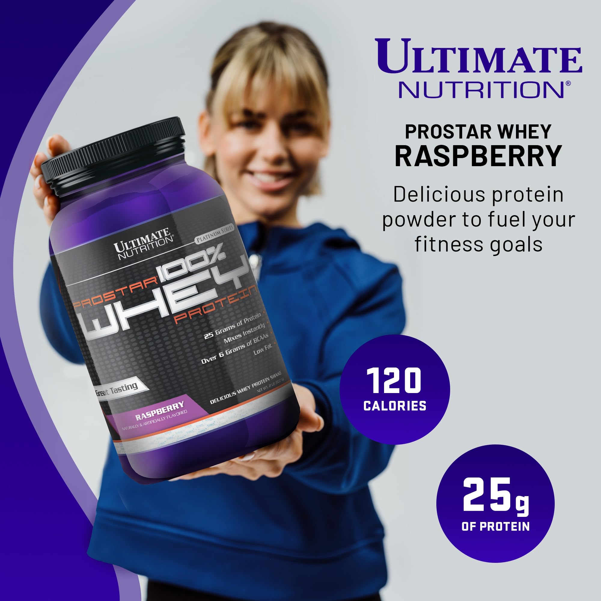 Ultimate Nutrition Prostar Whey Protein Isolate Powder - 2 lbs, Raspberry Flavor | Low Carb, High Protein Shake for Muscle Building & Recovery | Keto Friendly, Low Sodium, Low Fat | Perfect for Post-Workout & Weight Management