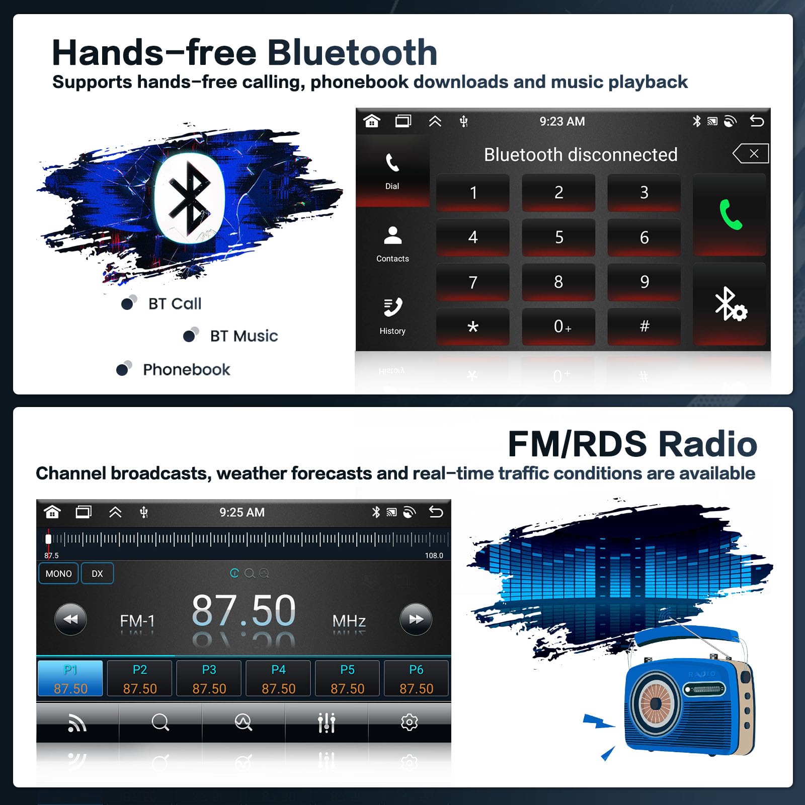 8-Core 4+64GB Android 13 Car Stereo for Toyota Corolla EX 2005-2012 | 9