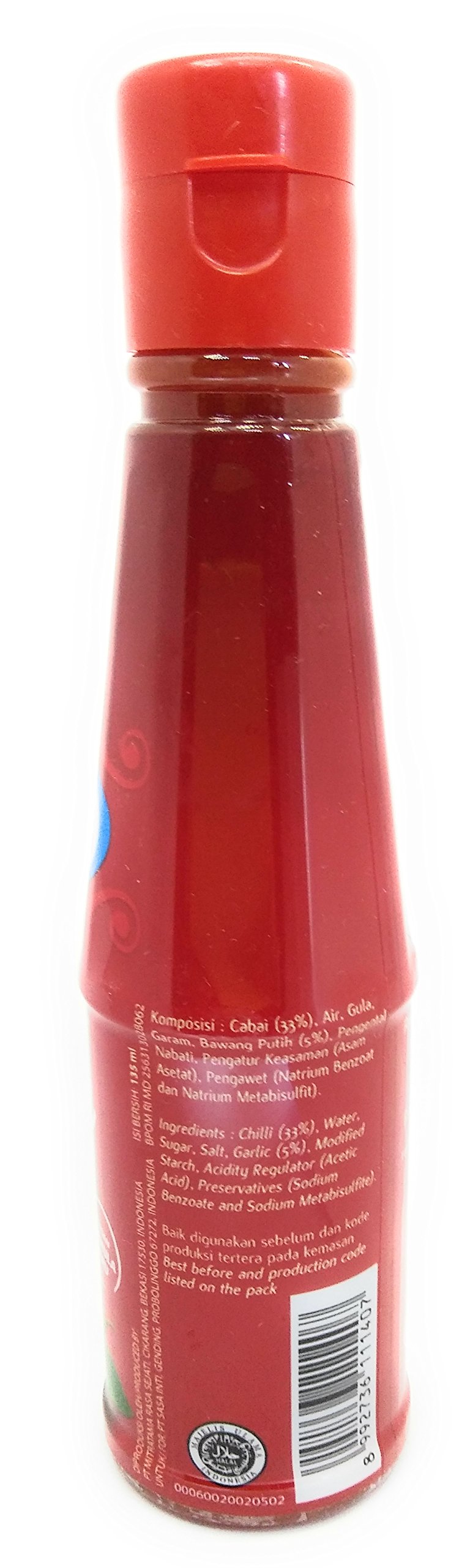 Sasa Extra Hot Sambal Chili Sauce - 135ml (Pack of 1) - Spicy Indonesian Condiment for Cooking, Grilling & Asian Dishes