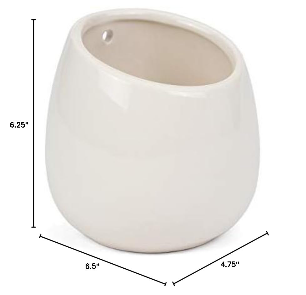Modern White Ceramic Succulent Wall Planters - 2 Pack Hanging Vases for Living Walls | Indoor/Outdoor Home Decor, Office Plants, Vertical Garden Decorations