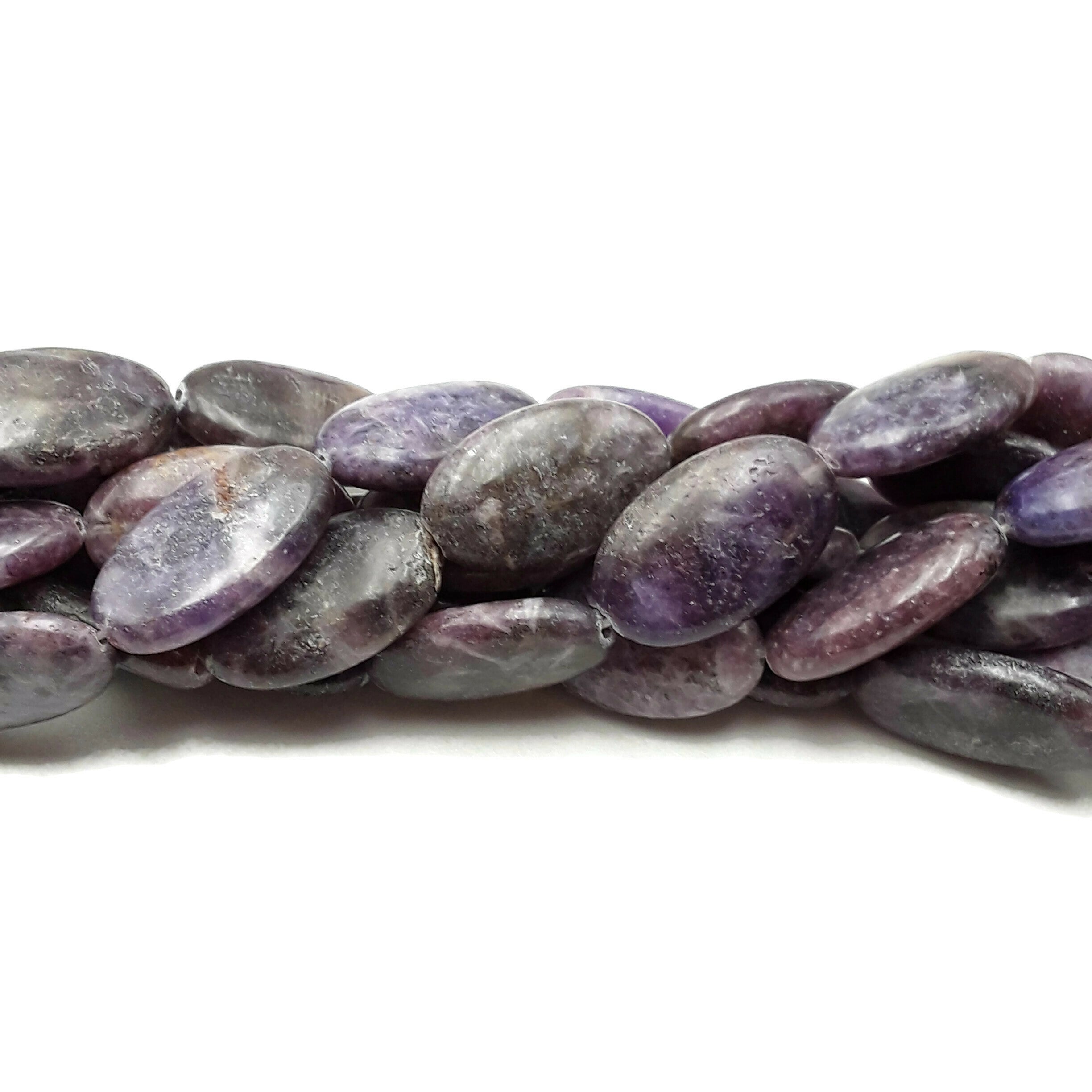 Lepidolite Smooth Long Oval Beads 15x25mm - 15.5 Inch Strand for Jewelry Making, Meditation & Stress Relief