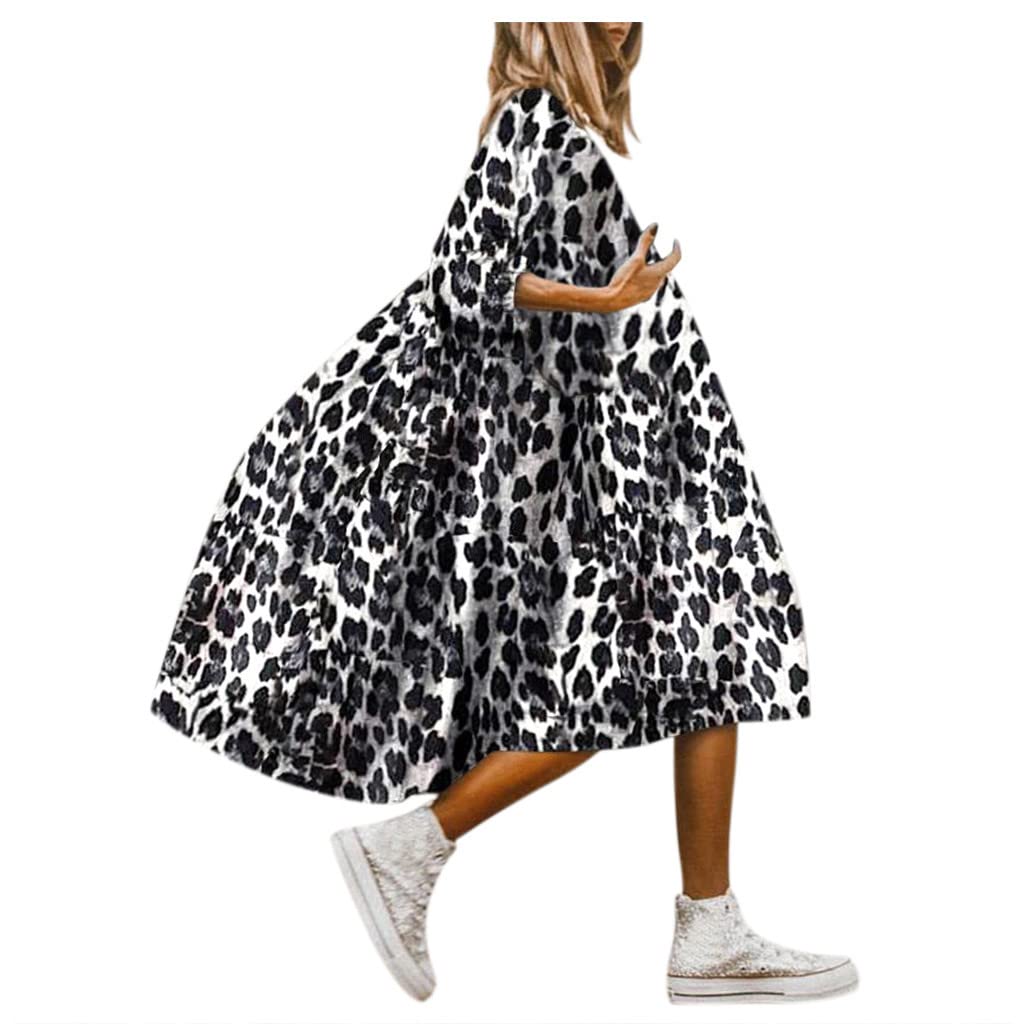 Women's Printed Black Maxi Dress - Loose Fit, Large Size, Mid-Sleeve, Comfortable Long Dress for Autumn Dating & Casual Outings | Perfect for Fall Weddings, Parties, and Evening Events