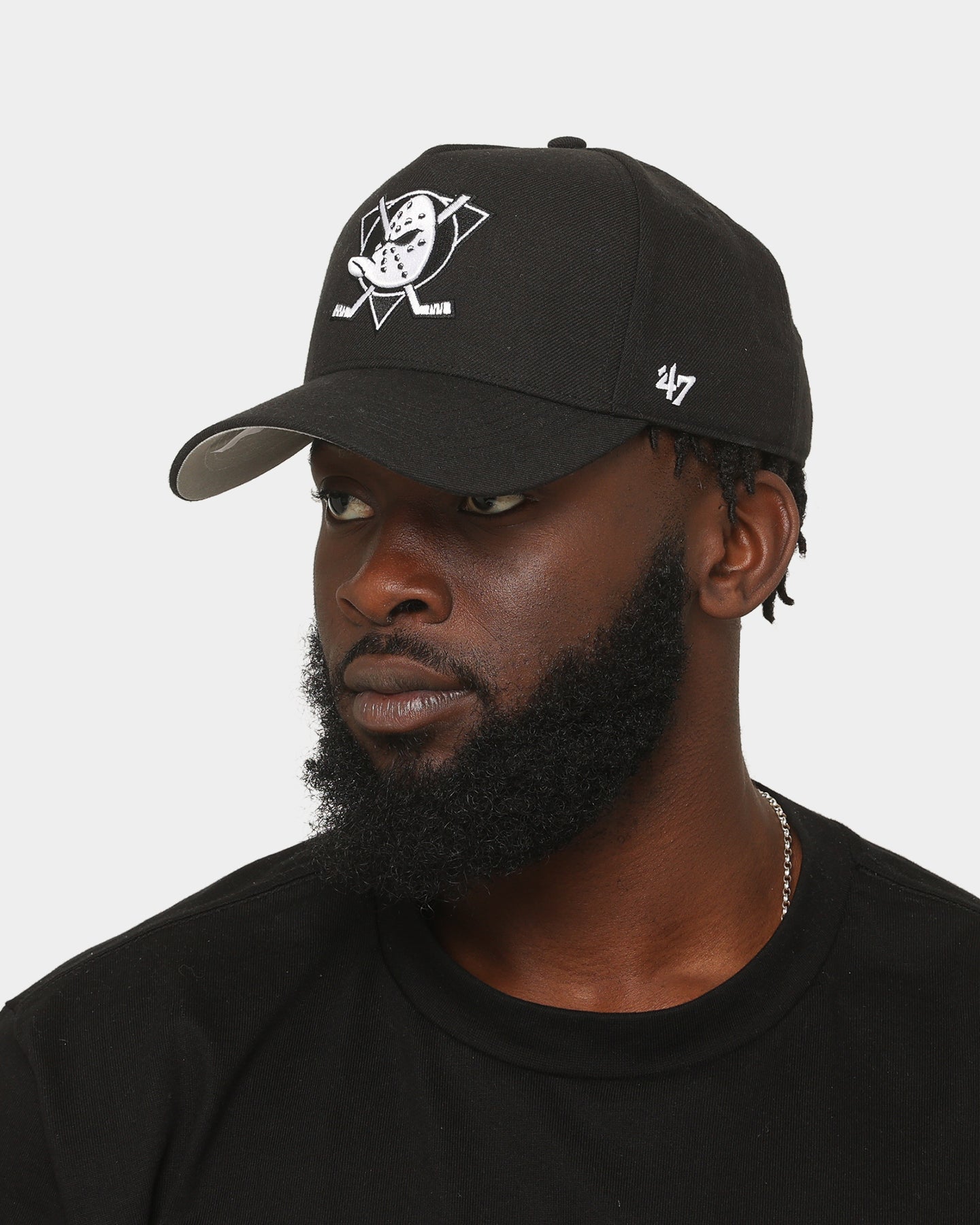 47 Brand Anaheim Ducks '47 MVP DT Snapback Black/White Adjustable Hat - Official NHL Hockey Cap for Men & Women - Perfect for Games, Sports Events & Casual Wear