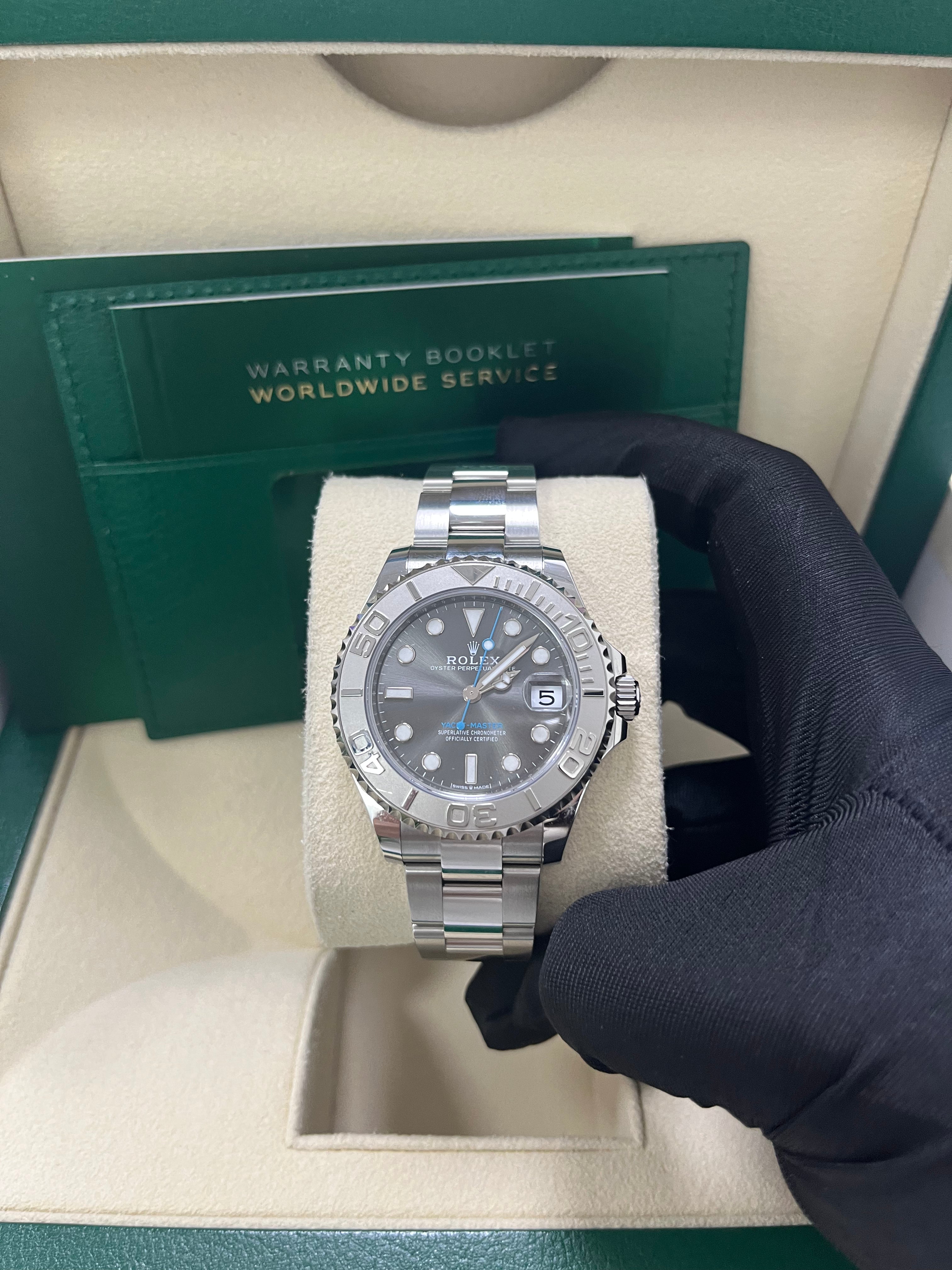 Rolex Yacht Master 37 37mm Rhodium Dial 268622 Stainless Steel with Platinum Bezel - Luxury Watch for Sailing, Business & Formal Occasions