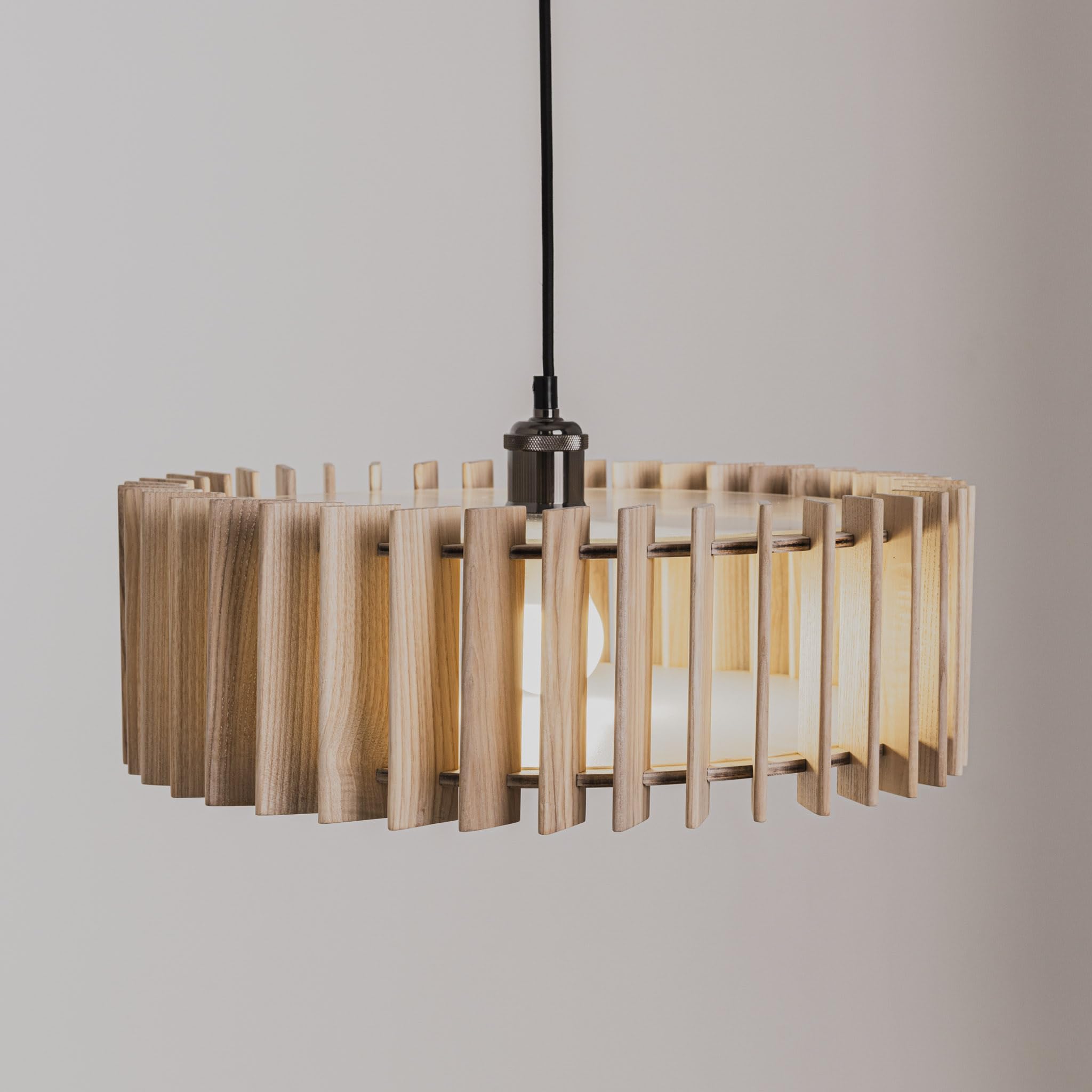Handcrafted Wood Chandelier - Modern Wooden Pendant Light Fixture for Kitchen & Dining Room | Mid Century Inspired Ceiling Lighting for Home Decor