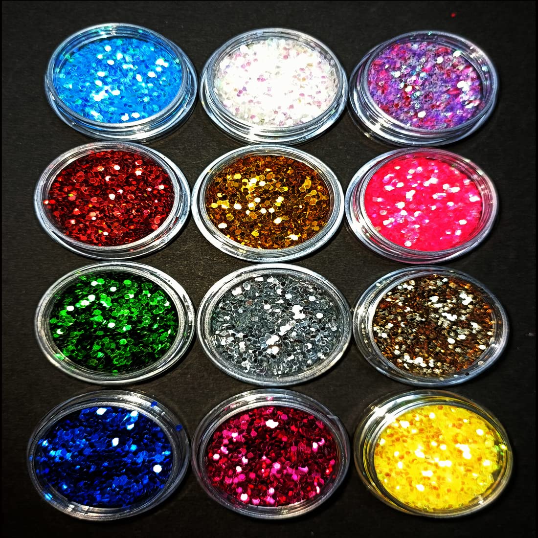 WorldWesties Nail Art Sequins Glitter - 12 Boxes 3D Nail Glitter for Manicure, Shining Nail Design for Women, Nail Decorations & Tips Supply - Perfect for DIY Nail Art, Salon Use, Party & Wedding Nails (Pack of 12)