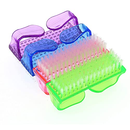 Shidara Nail Brush Set - 4 Pack Multicolor Handle Grip Scrubber for Toes & Fingernails Cleaning | Perfect for Pedicure, Manicure & Home Spa Care