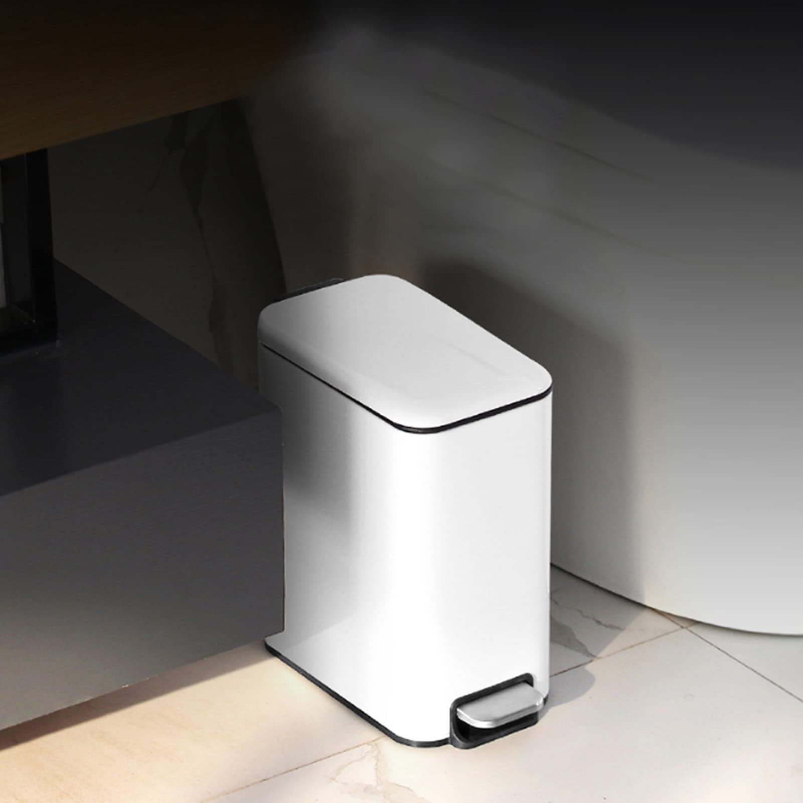 ENZZ Eco-Friendly Plastic Step Trash Can with Foot Pedal - 13 Gallon Kitchen & Bedroom Waste Bin for Home, Office & Hotel Use
