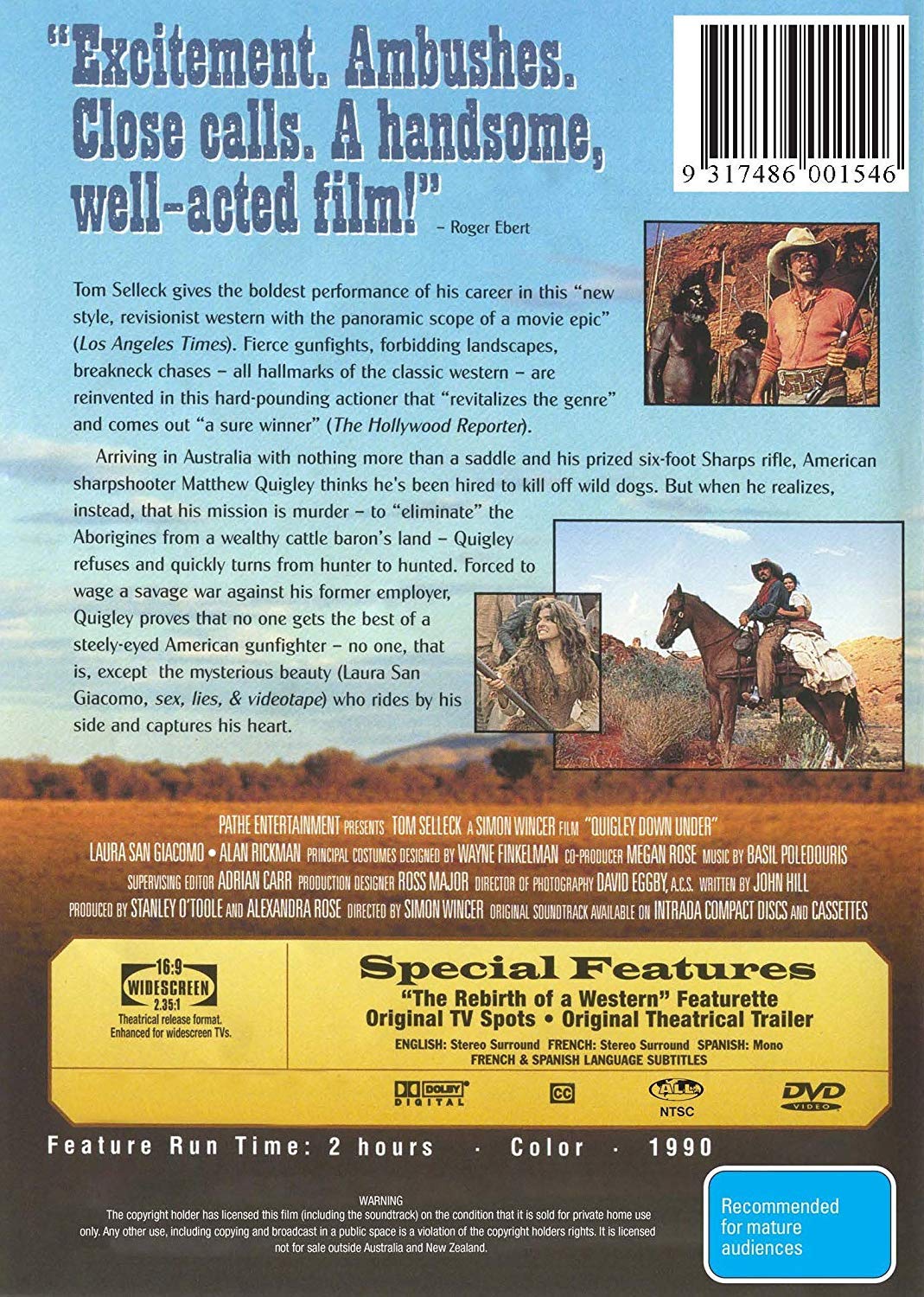 Quigley Down Under - Classic Western Adventure Movie DVD | Historical Drama, Action & Romance Film | Perfect for Movie Nights & Western Fans