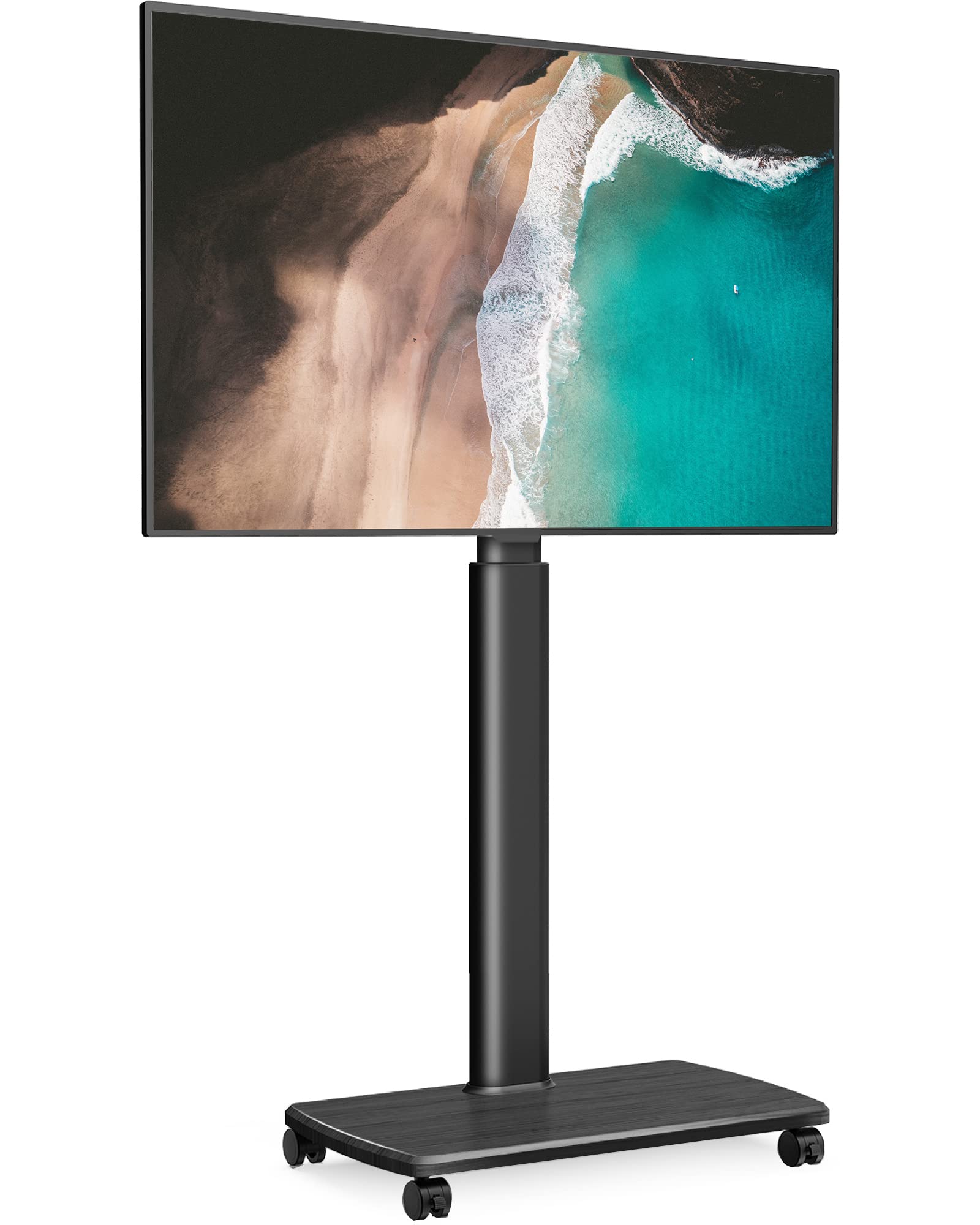 FITUEYES Universal Rolling TV Stand for 32-70 Inch TVs - Height Adjustable Mobile TV Cart with Wheels & Swivel Mount - Sturdy Black TV Floor Stand for Bedroom, Living Room, Dorm, Office & Outdoor Use