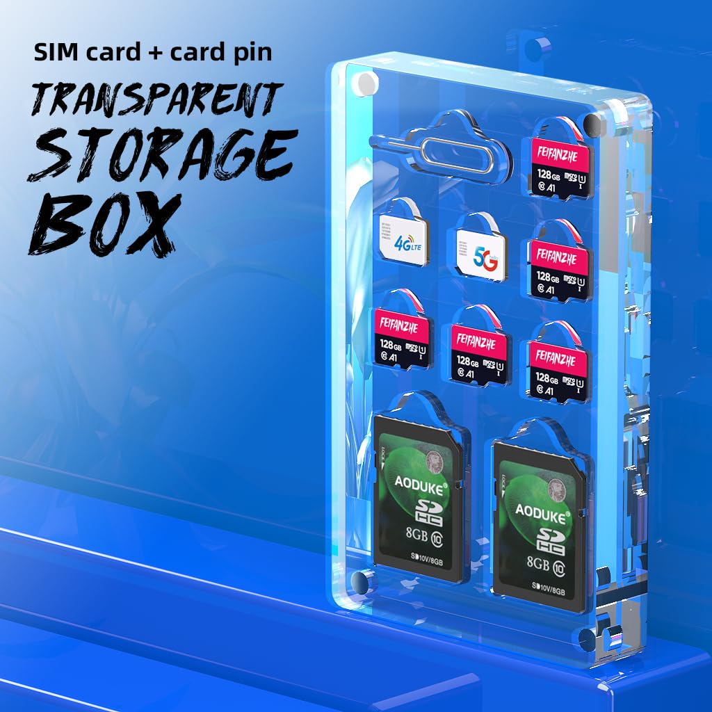 10-Slot Magnetic SIM Card Holder - Transparent Mini Storage Case for Nano SIM, Micro SD & TF Cards | Compact Organizer with 6 SD/TF Slots | Perfect for Travel, Office & Tech Enthusiasts