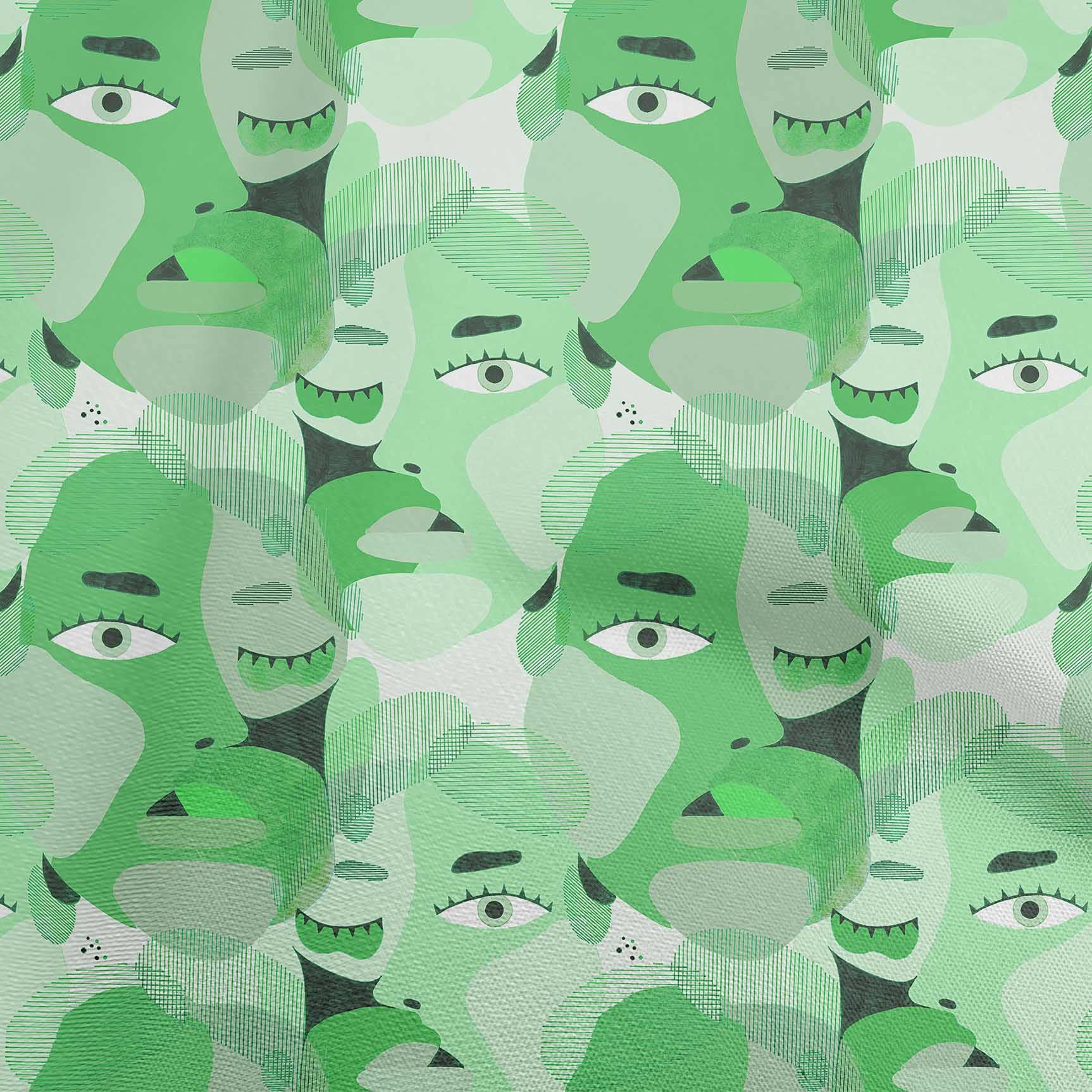 oneOone Polyester Spandex Green Abstract Print Fabric - 56 Inch Wide DIY Clothing & Quilting Material for Face Masks, Dresses, and Home Decor Projects
