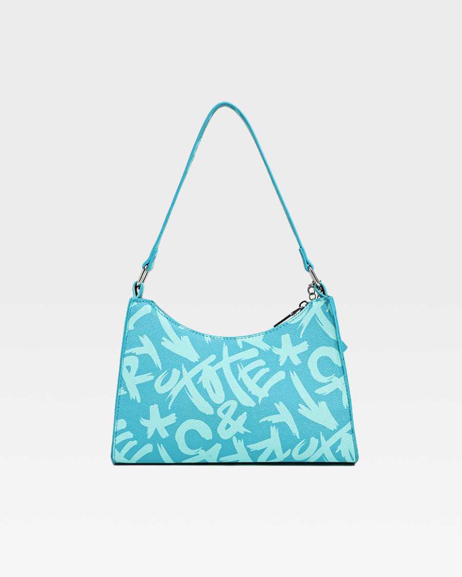 Blue Graffiti Shoulder Bag - Trendy Crossbody Purse for Women & Men - Perfect for Streetwear, Travel & Everyday Use