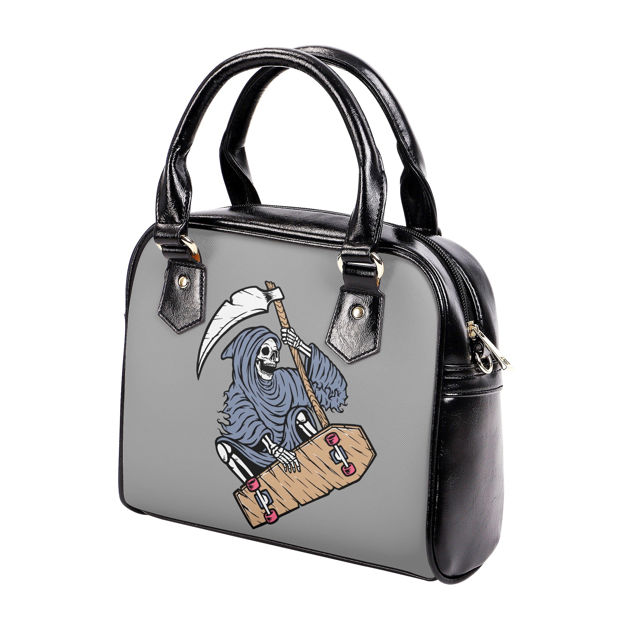 Grim Reaper Coffin Skateboard Shoulder Handbag - Gothic Punk Crossbody Bag for Skateboarders, Halloween Costume & Alternative Fashion Accessory