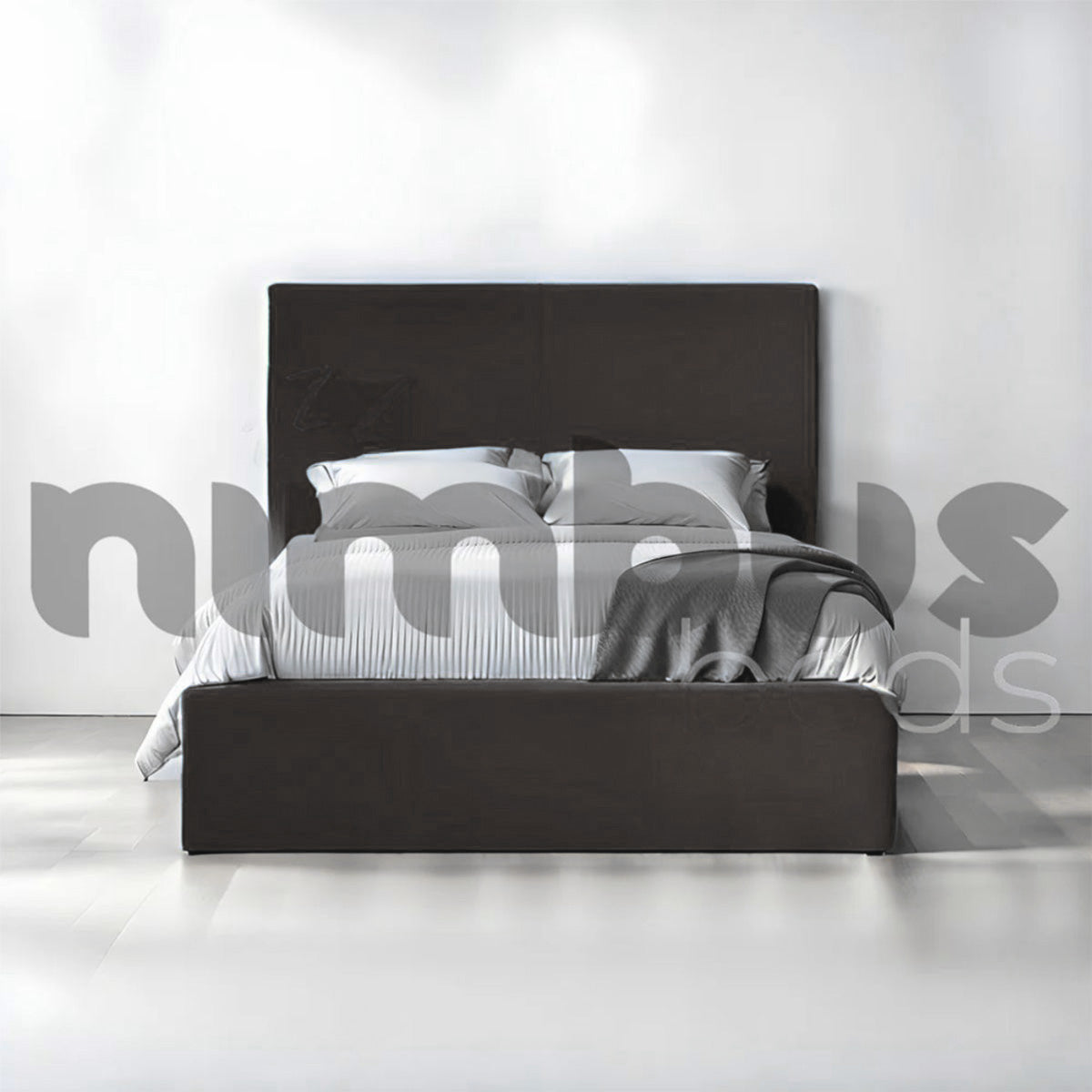 Modern Two Square Panel Bed Frame - Queen Size, Sturdy Wooden Platform Bed with Headboard & Footboard - Perfect for Bedrooms, Guest Rooms & Apartments
