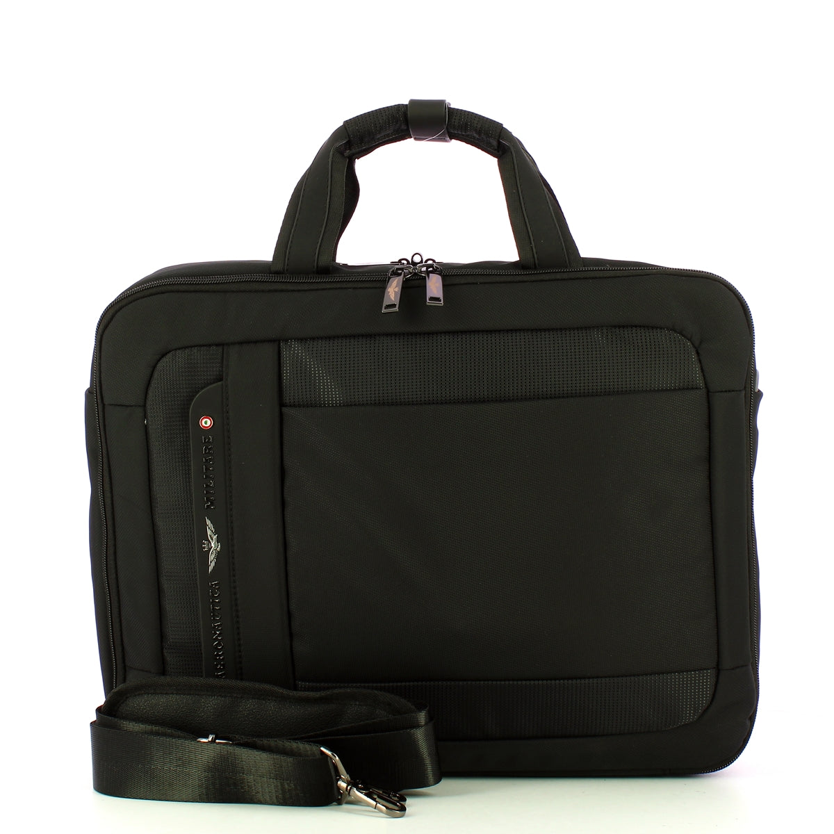 Aeronautica Militare AM513 Airspace Laptop Briefcase - Black Professional Business Bag for Work, Travel & Office Use