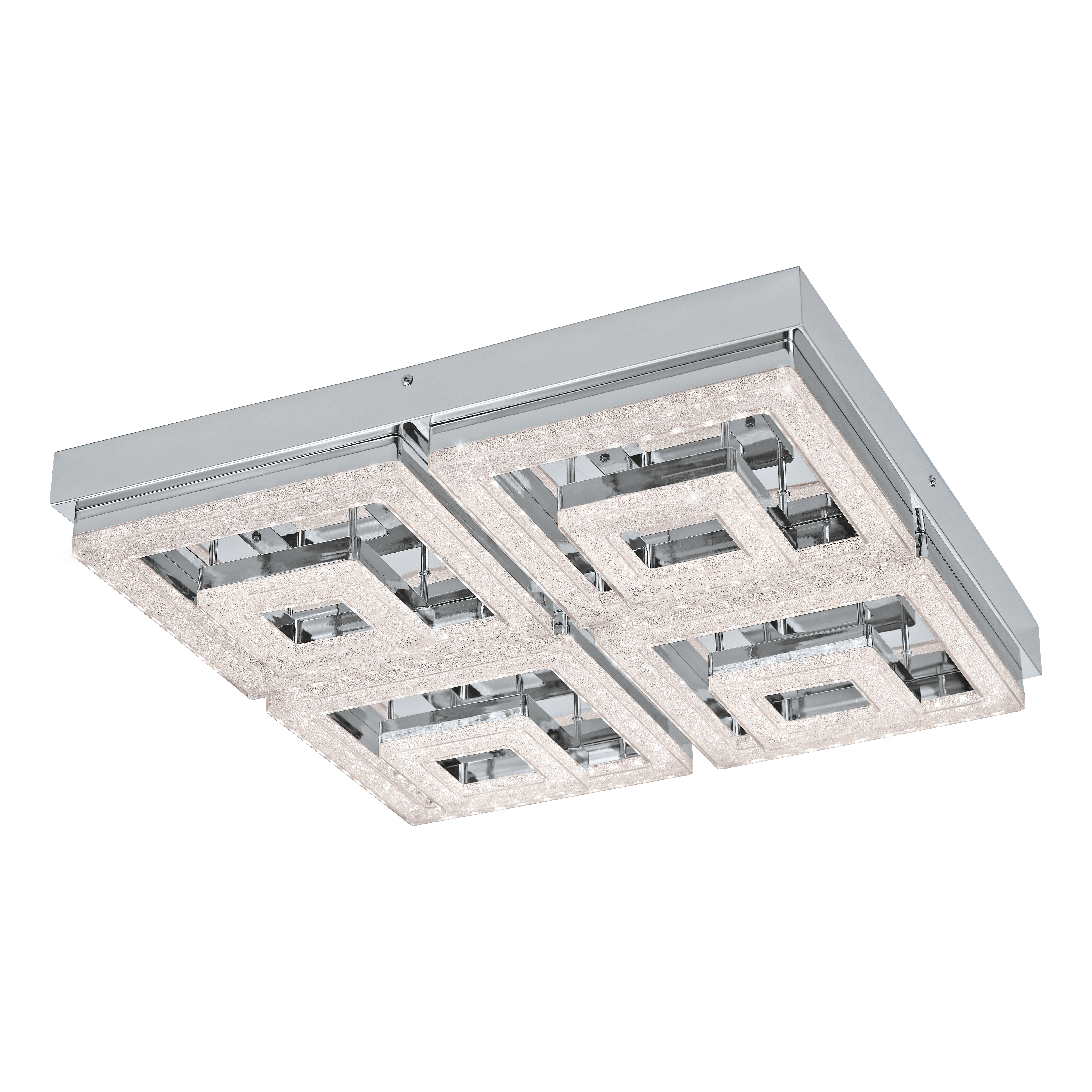 Eglo Fradelo 52cm Modern LED Flush Mount Ceiling Light - Chrome & Glass Crystal Design for Living Room, Bedroom, Kitchen, or Hallway Lighting