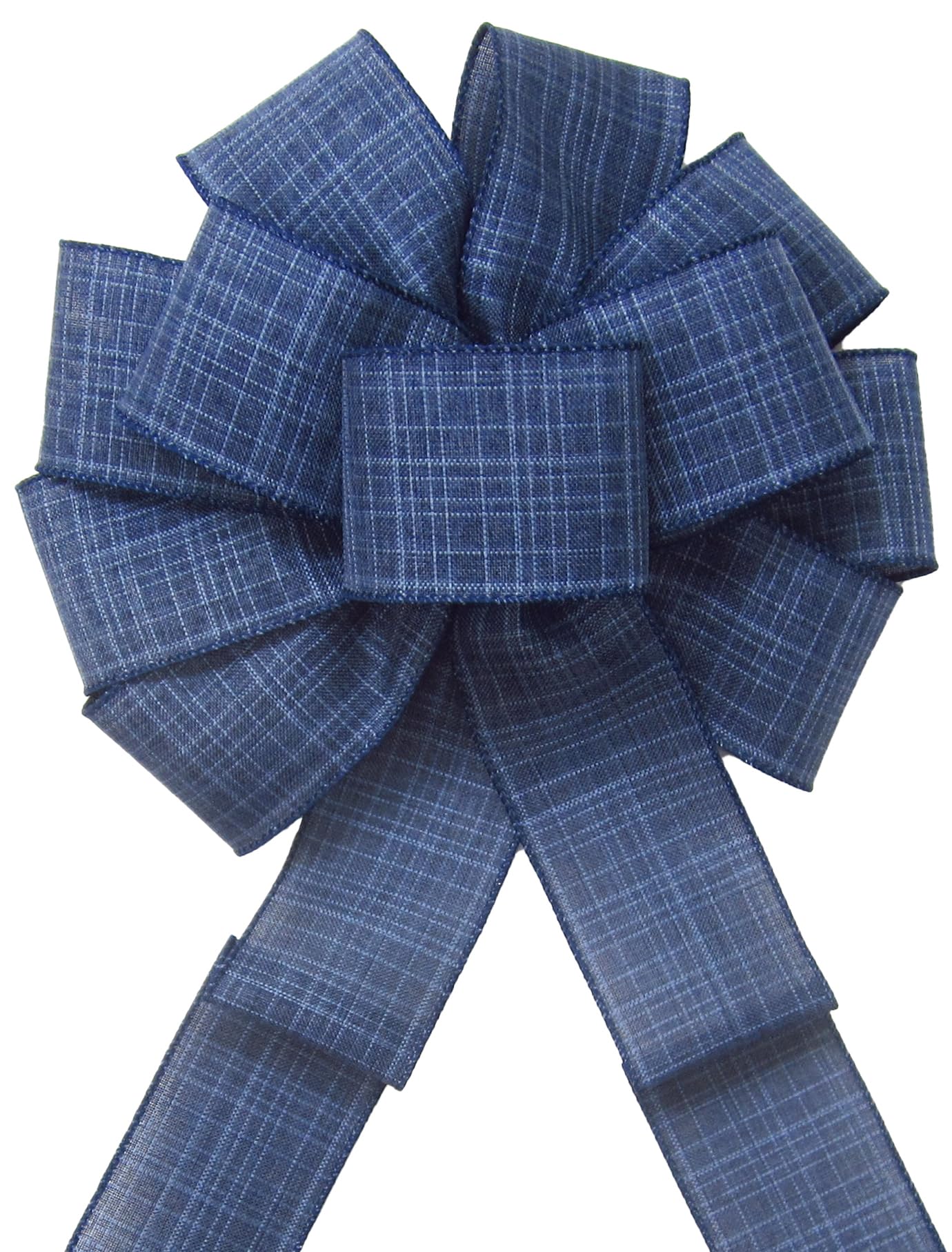 10 Inch Denim Navy Blue Linen Wreath Bows - Rustic Patriotic Decor for 4th of July, Wreaths & DIY Crafts | Perfect for Home Decor, Party Supplies & Seasonal Celebrations by Alpine Holiday Bows