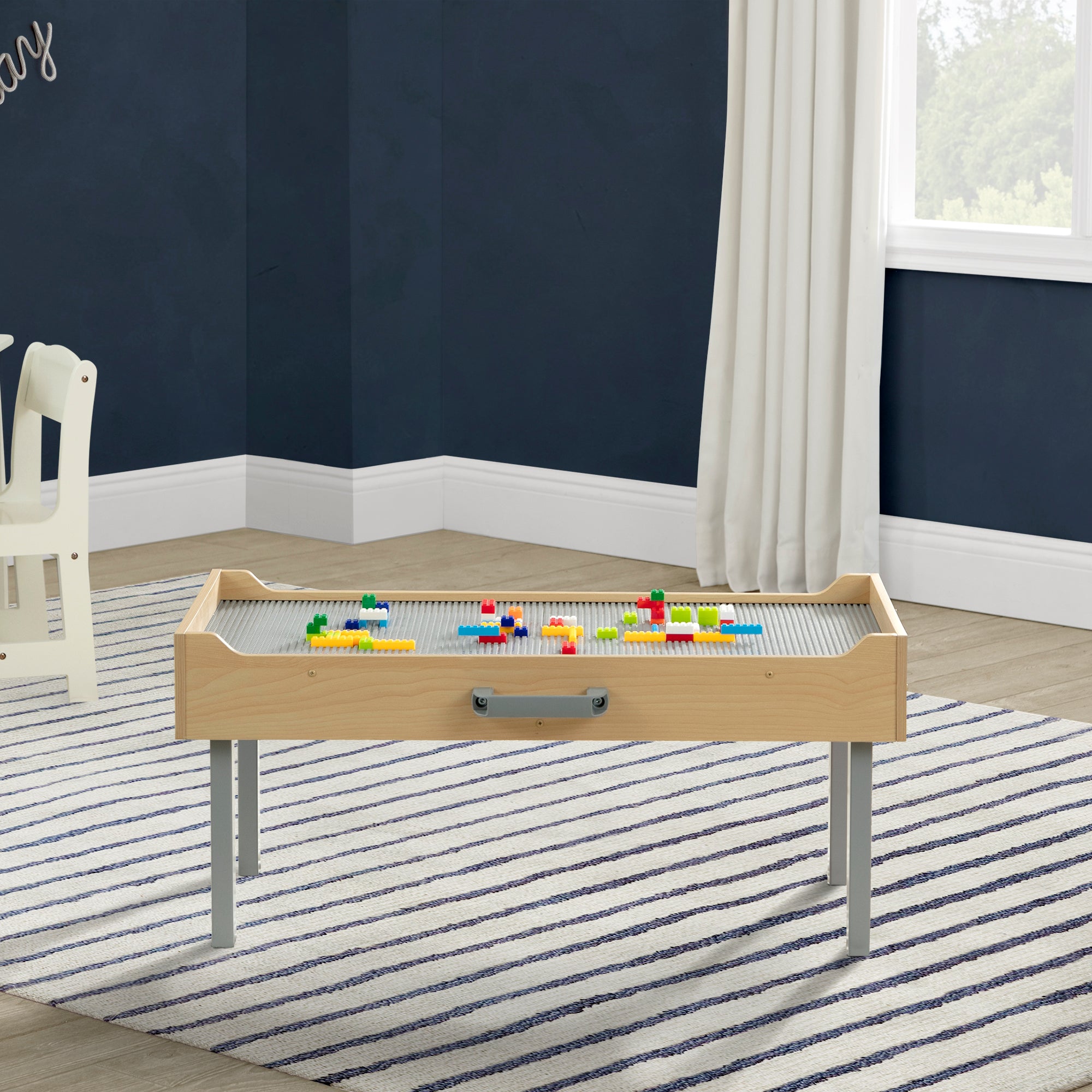 Play N Store Kids Building Bricks Play Table with 100+ Colorful Bricks - STEM Learning Toy for Creative Play, Room Organization & Toddler Activities