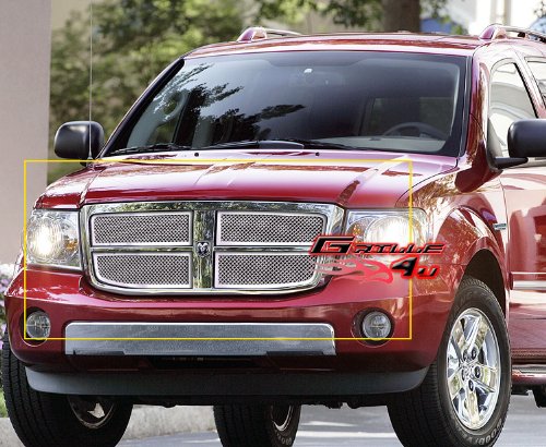 APS Compatible with Dodge Durango 2007-2010 Main Upper Stainless Steel Chrome Mesh Front Grill Grille Insert D76470T - Upgrade Your Truck's Style for Off-Road & Street Driving