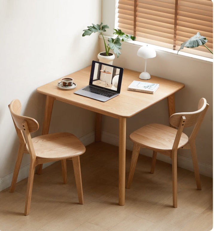 Solid Oak Wood Slanted Leg Square Dining Table - Modern Farmhouse Style for Kitchen, Dining Room & Small Spaces
