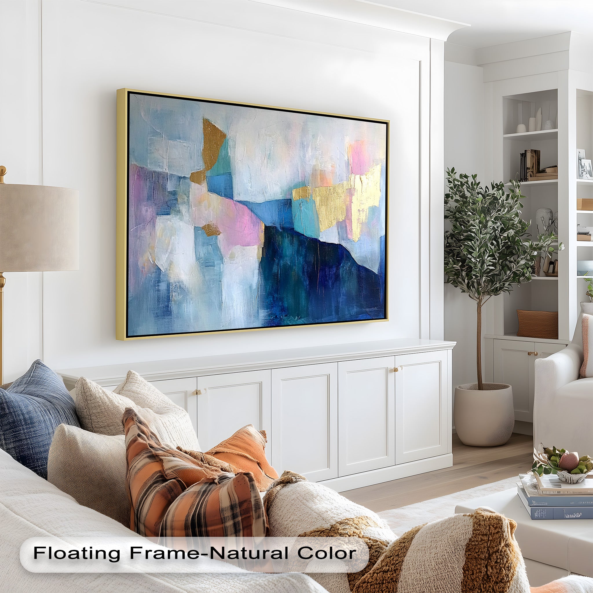 Blue Horizon Abstract - Modern Oil Painting on Canvas, Handmade Wall Art for Living Room, Bedroom & Office Decor