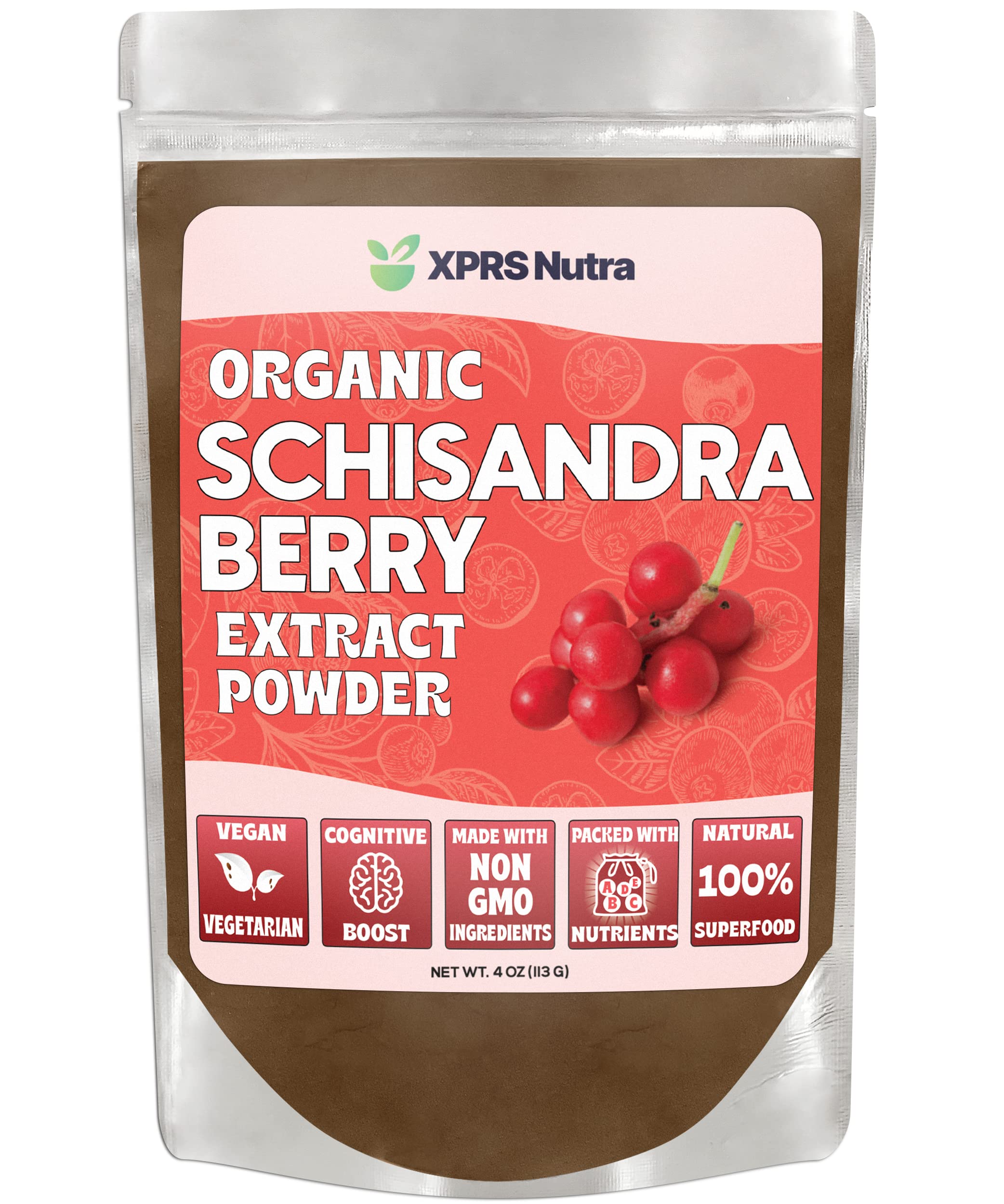 Organic Schisandra Berry Powder Extract - USDA Certified Premium Schisandra Powder for Brain Health, Immunity & Energy - Vegan Superfood Supplement (4 oz) - Perfect for Smoothies, Teas & Wellness Drinks