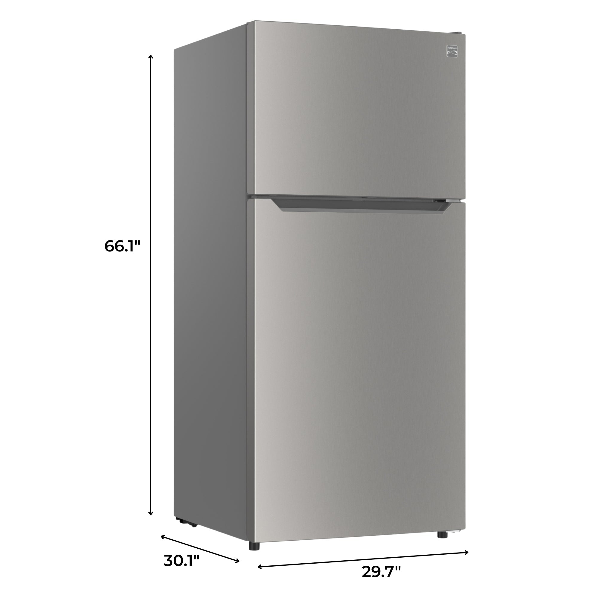 Kenmore 30 Inch 18.1 Cu Ft Top Mount Refrigerator in Metallic Steel - Energy Efficient Kitchen Appliance for Home, Apartment & Office Use