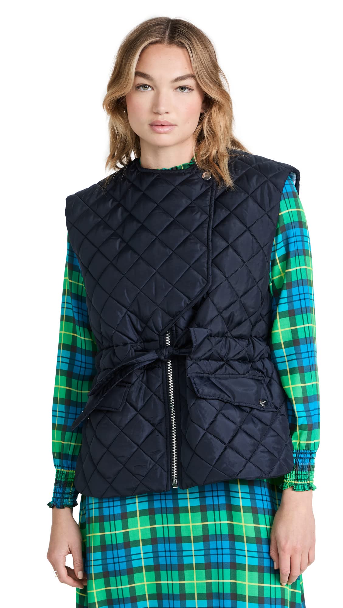 GANNI Women's Recycled Ripstop Quilted Puffer Vest Jacket - Sustainable Fashion for Outdoor Activities and Winter Layering