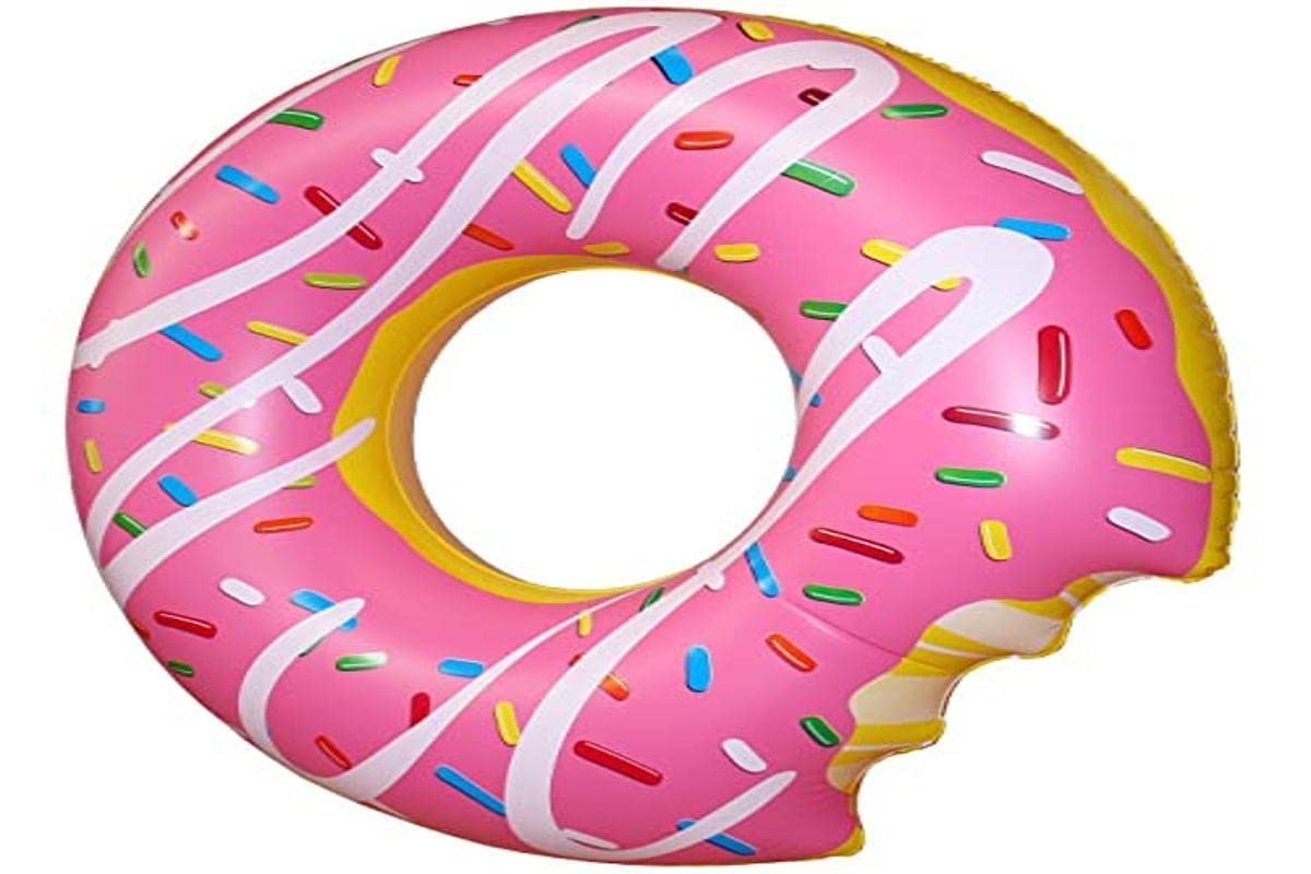 **Inflatable Donut Pool Float with Bite Handle, 104cm Diameter - Perfect for Swimming Pools, Lakes, and Beach Vacations**