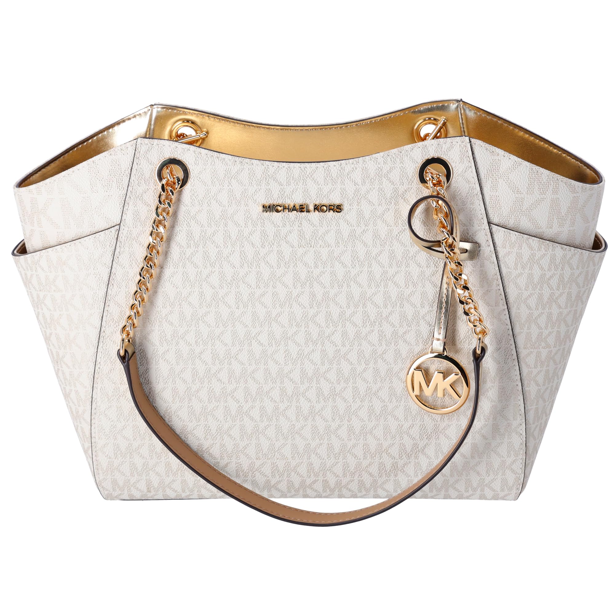 Michael Kors Jet Set Large Signature Logo Shoulder Bag for Women - Genuine Leather Crossbody Purse with Adjustable Strap, Perfect for Work, Travel & Everyday Use