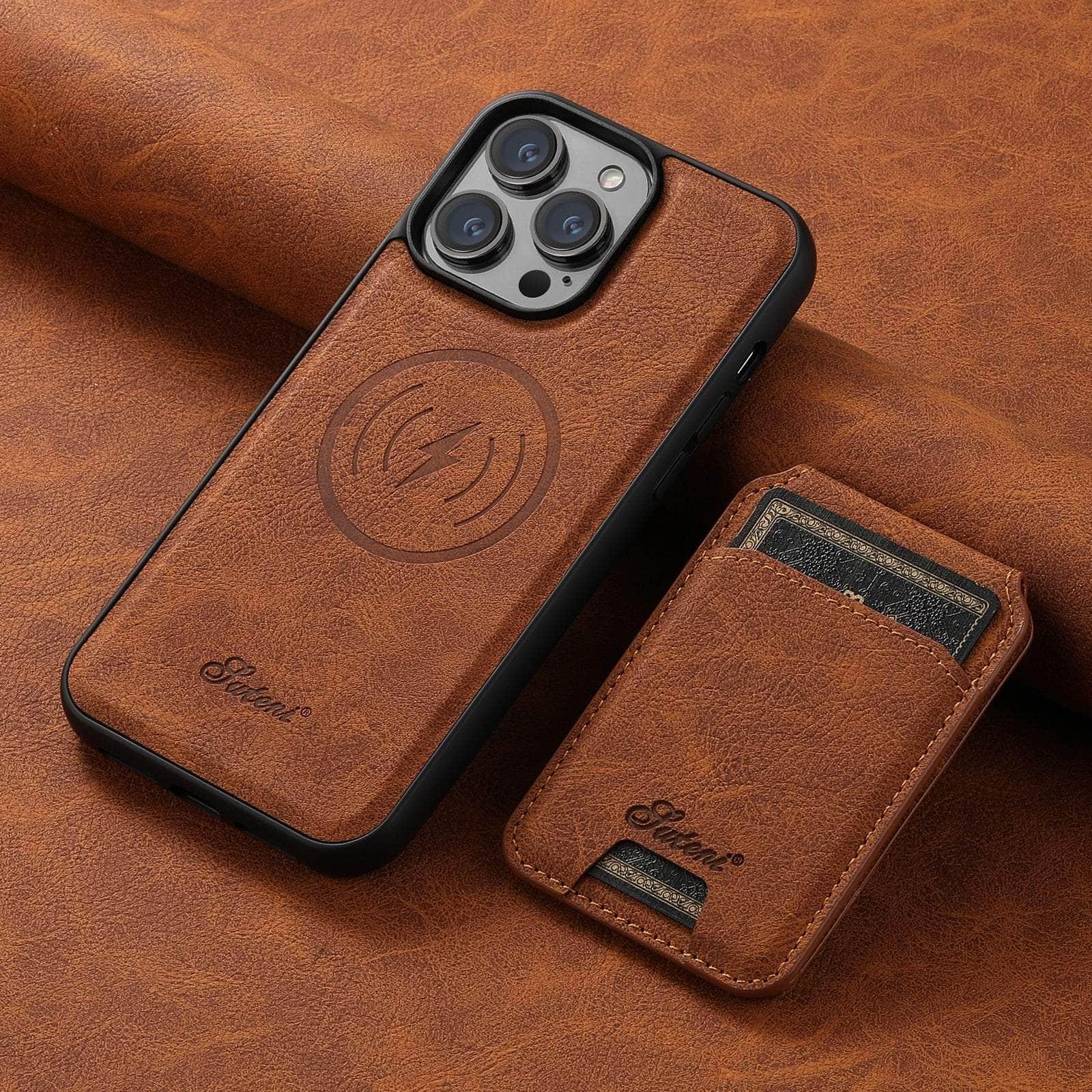 Magnetic Leather Wallet Case for iPhone 15 Plus - Slim RFID Blocking Card Holder with Strong Magnets - Perfect for Everyday Use, Travel & Business Meetings