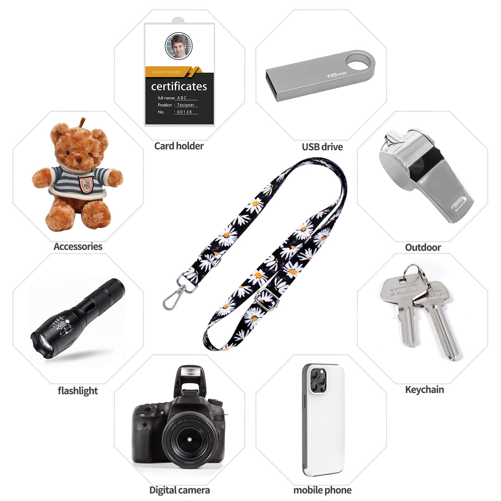 Universal Adjustable Phone Lanyard - Crossbody & Wrist Strap for iPhone, Keys & ID Badges | Secure Hands-Free Carrying for Work, Travel & Outdoor Activities