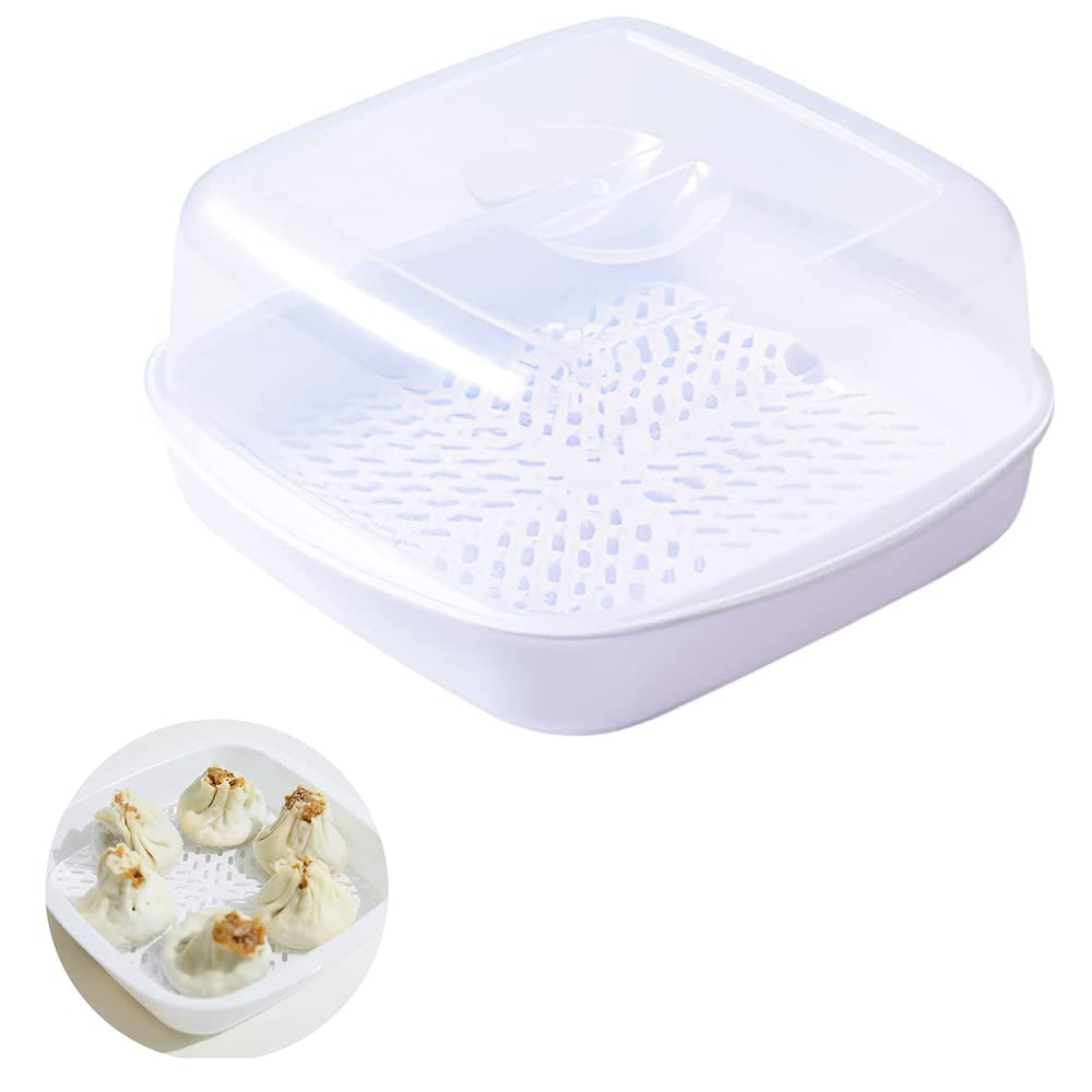 YIFFSH Microwave Steamer - BPA-Free Plastic Vegetable Steamer with Lid for Healthy Cooking | Perfect for Steaming Veggies, Fish & Dumplings in Minutes | Microwave-Safe Kitchen Essential for Quick Meals & Meal Prep