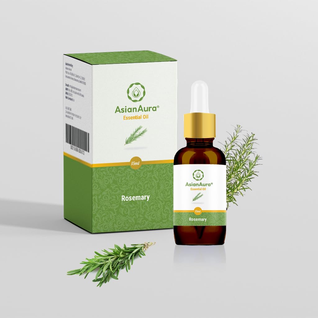 Pure Rosemary Essential Oil - 100% Natural, Undiluted & Steam Distilled for Aromatherapy, Skin & Hair Care | Therapeutic Grade 15ml Essential Oil for Diffusers, Yoga, Meditation, Spa & Home Fragrance | Perfect for Relaxation, Stress Relief & Mood Enhancement