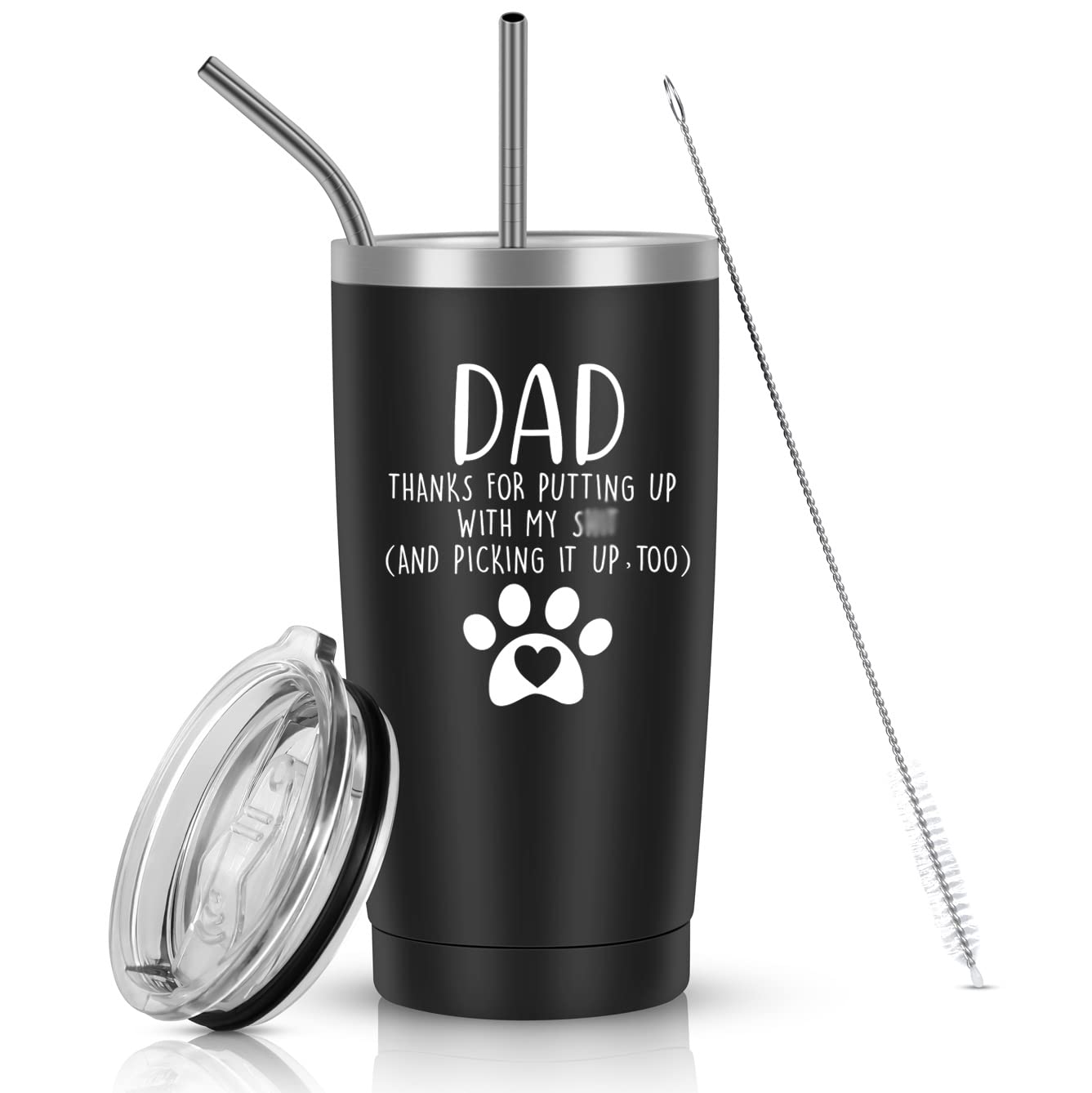 Funny Dog Dad Travel Tumbler 20oz - Insulated Stainless Steel Cup for Coffee & Tea - Perfect Father's Day, Christmas & Birthday Gift for Dog Lovers - Great for Office, Camping & Outdoor Adventures