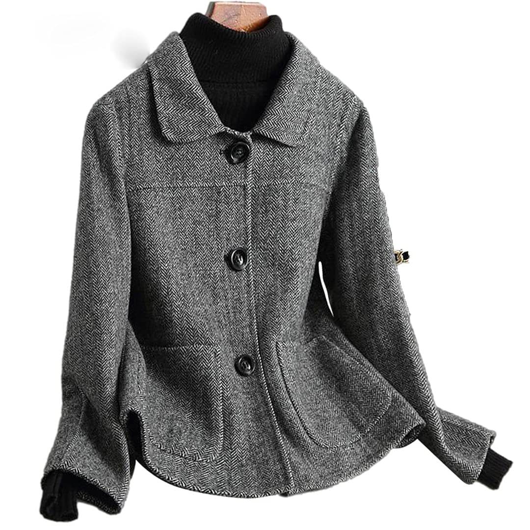 Korean Wool Coat for Petite Women - Warm Winter Loose Casual Outerwear (Brown) | Perfect for Office, Dating & Holiday Outfits